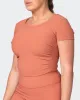Rival Cropped Rib Top - Burnt Sienna sold by Muscle Nation