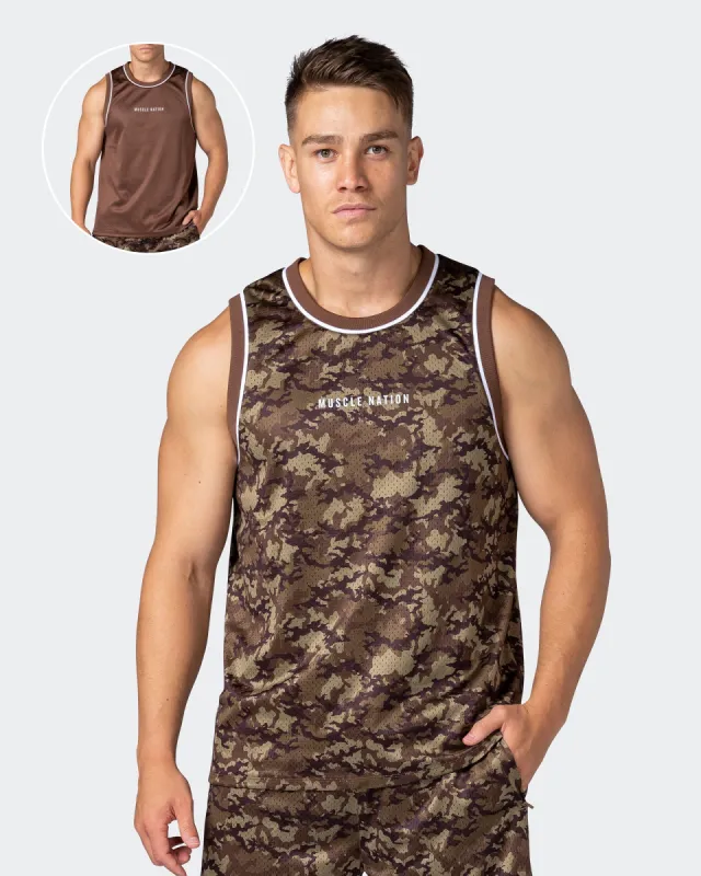 Reversible Basketball Jersey - Chestnut Camo / Chestnut sold by Muscle Nation