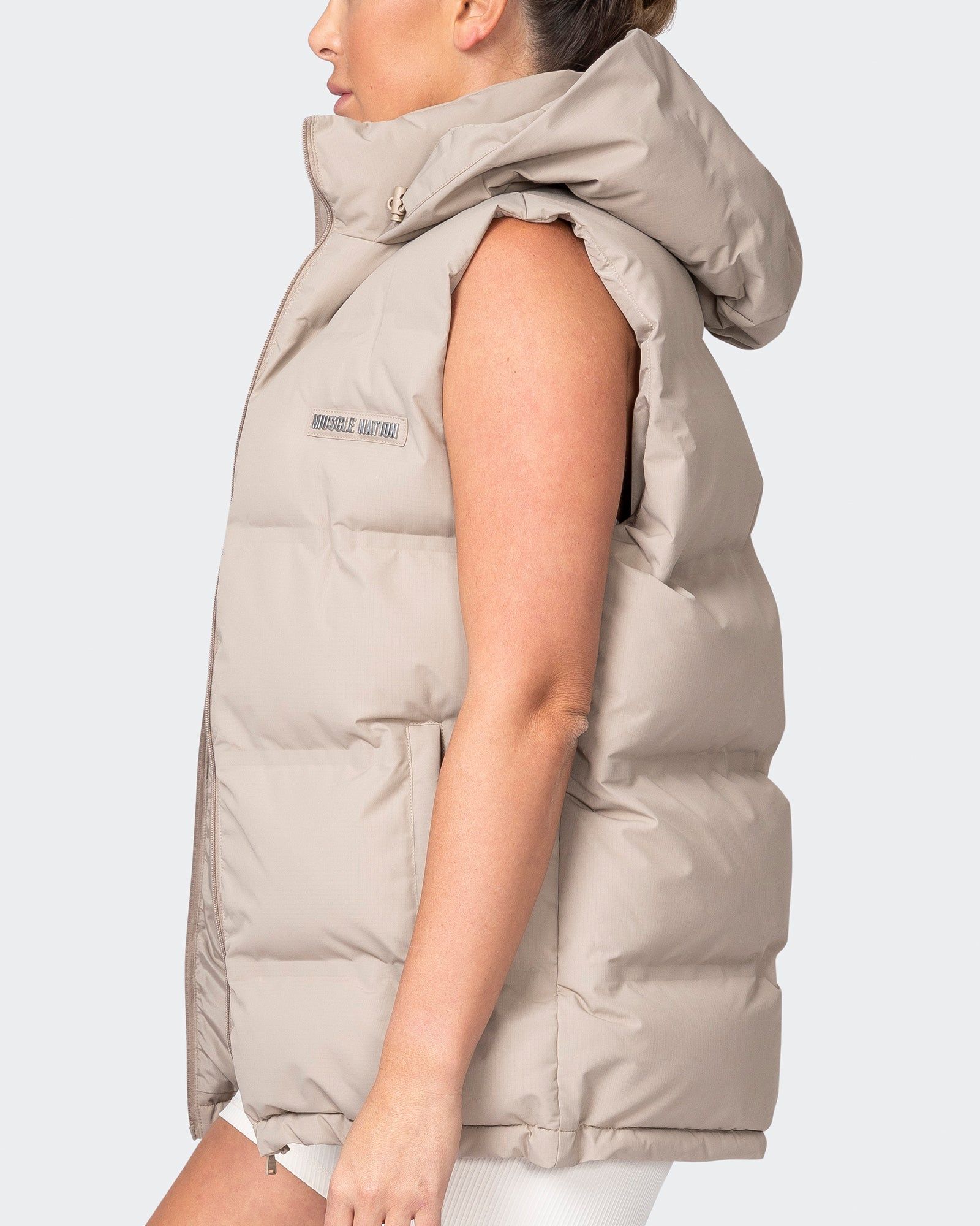 Staple Oversized Puffer Vest - Fossil sold by Muscle Nation product image thumbnail 5