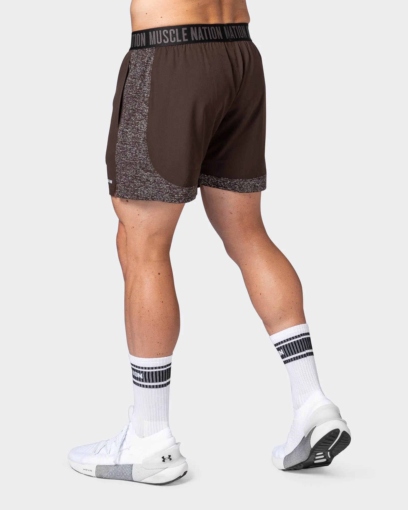 Reflective Training Shorts - Cocoa sold by Muscle Nation product image thumbnail 5