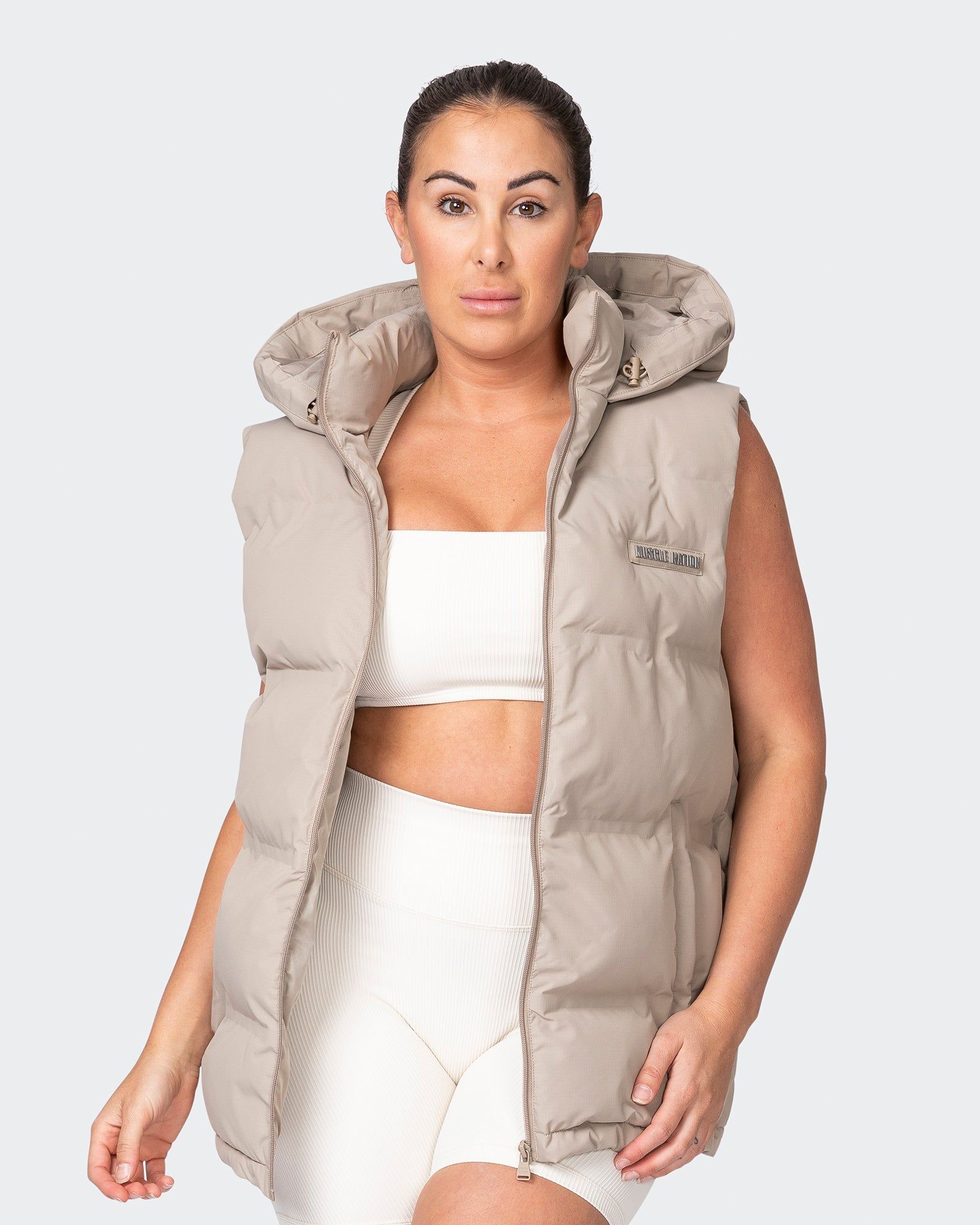 Staple Oversized Puffer Vest - Fossil sold by Muscle Nation product image thumbnail 2