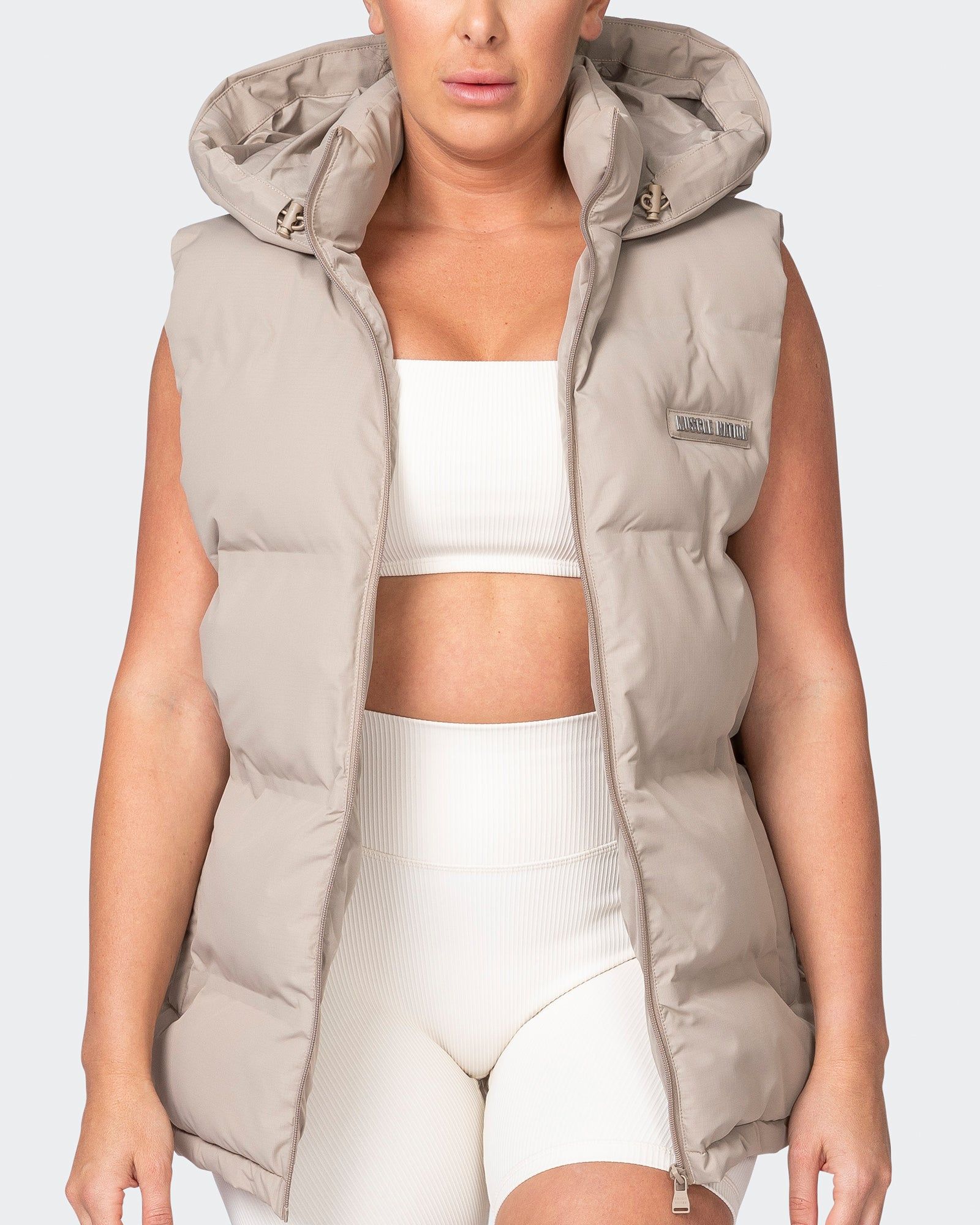 Staple Oversized Puffer Vest - Fossil sold by Muscle Nation product image thumbnail 3