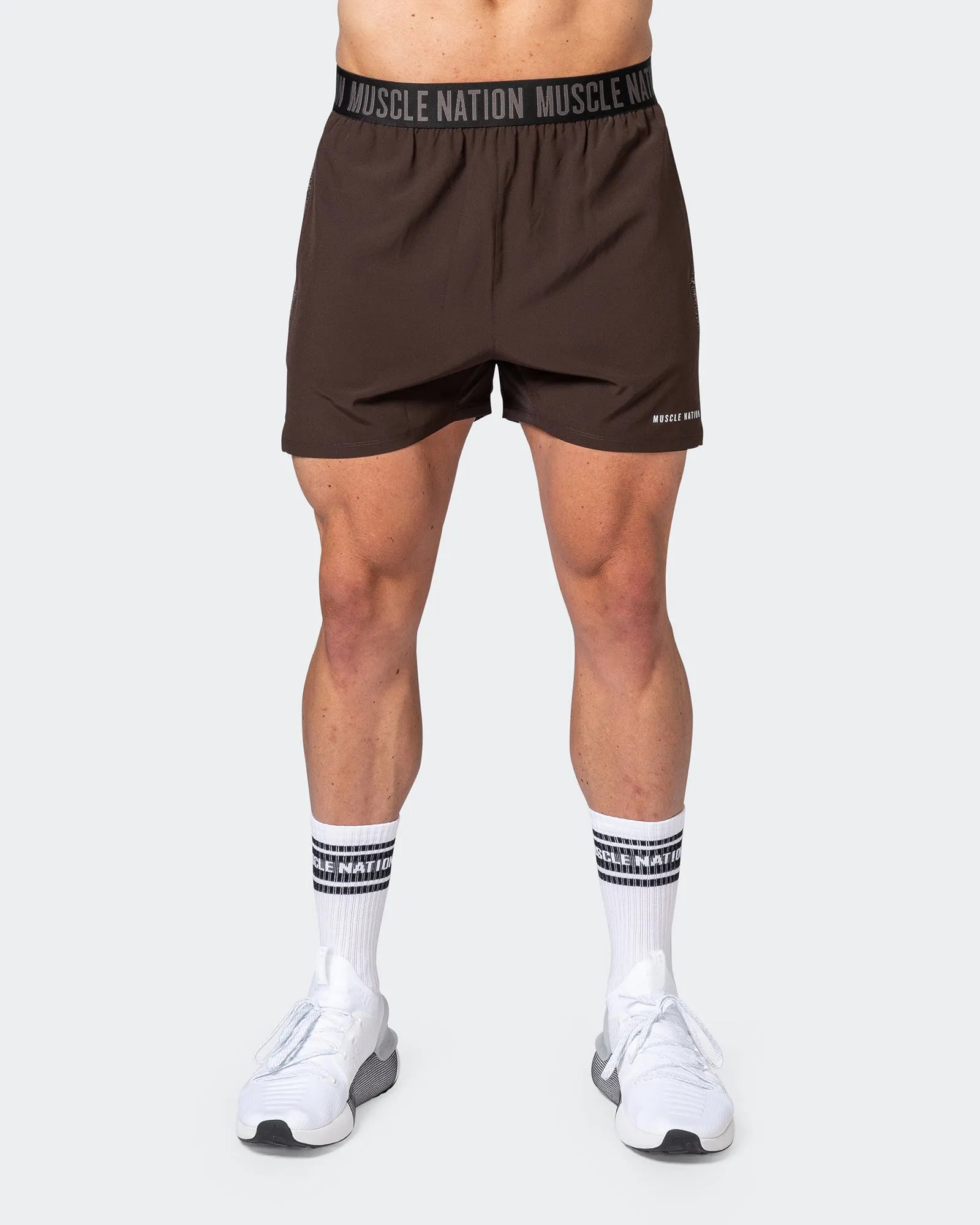 Reflective Training Shorts - Cocoa sold by Muscle Nation product image thumbnail 2