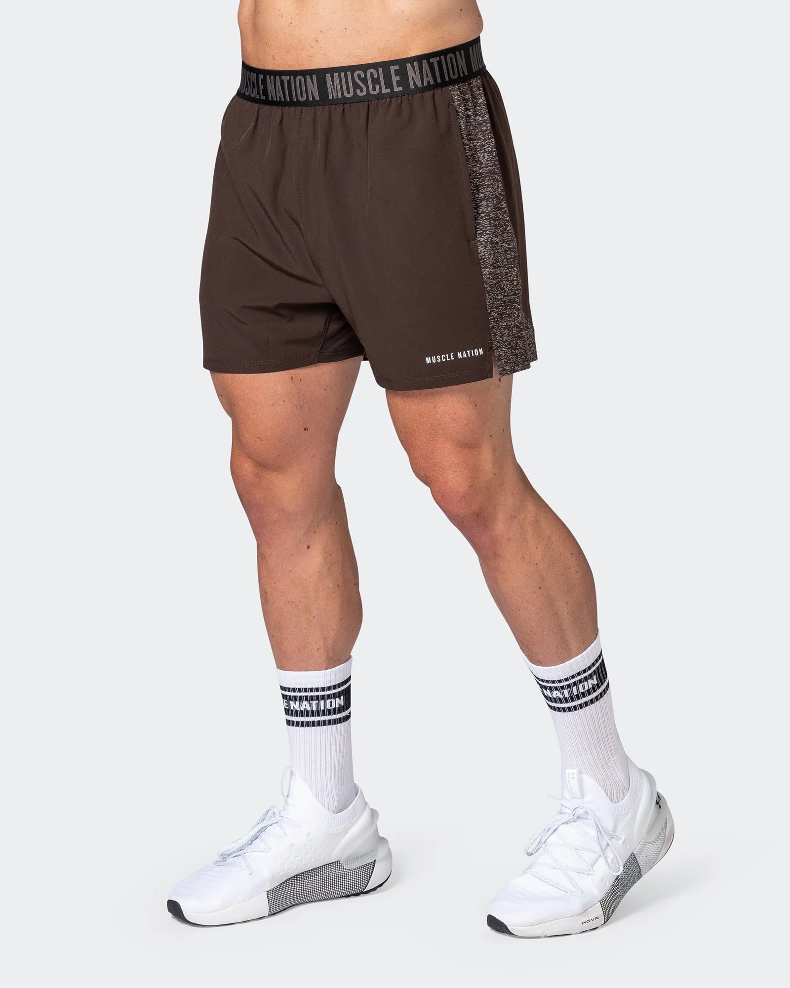 Reflective Training Shorts - Cocoa sold by Muscle Nation product image thumbnail 3