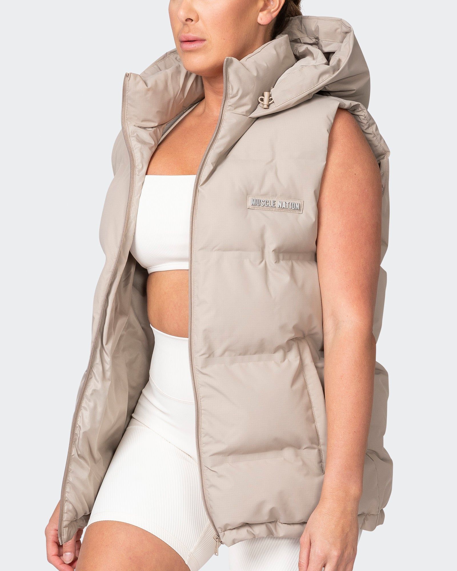 Staple Oversized Puffer Vest - Fossil sold by Muscle Nation product image thumbnail 4