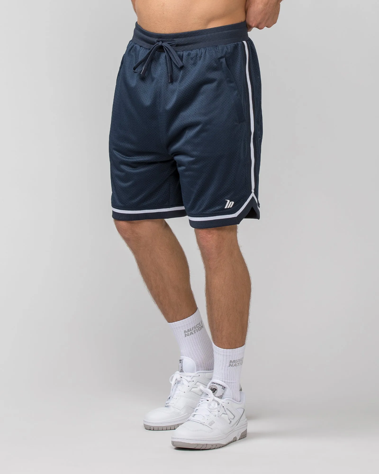 Mens 8" Basketball Shorts - Navy sold by Muscle Nation