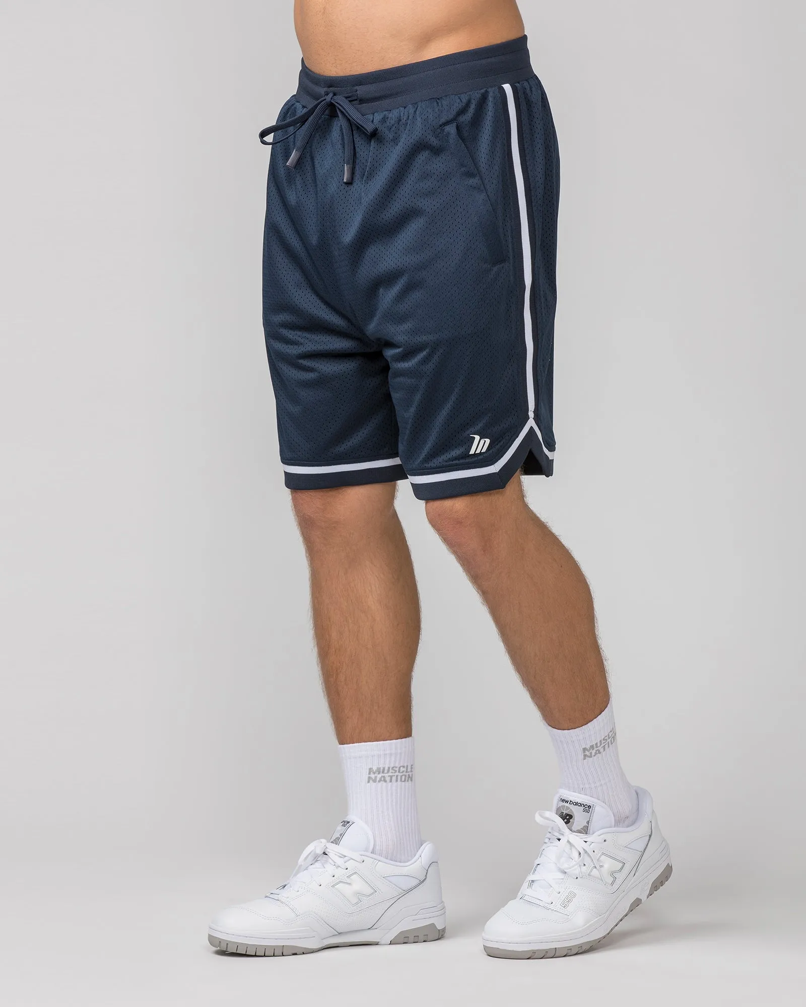Mens 8" Basketball Shorts - Navy sold by Muscle Nation product image thumbnail 3
