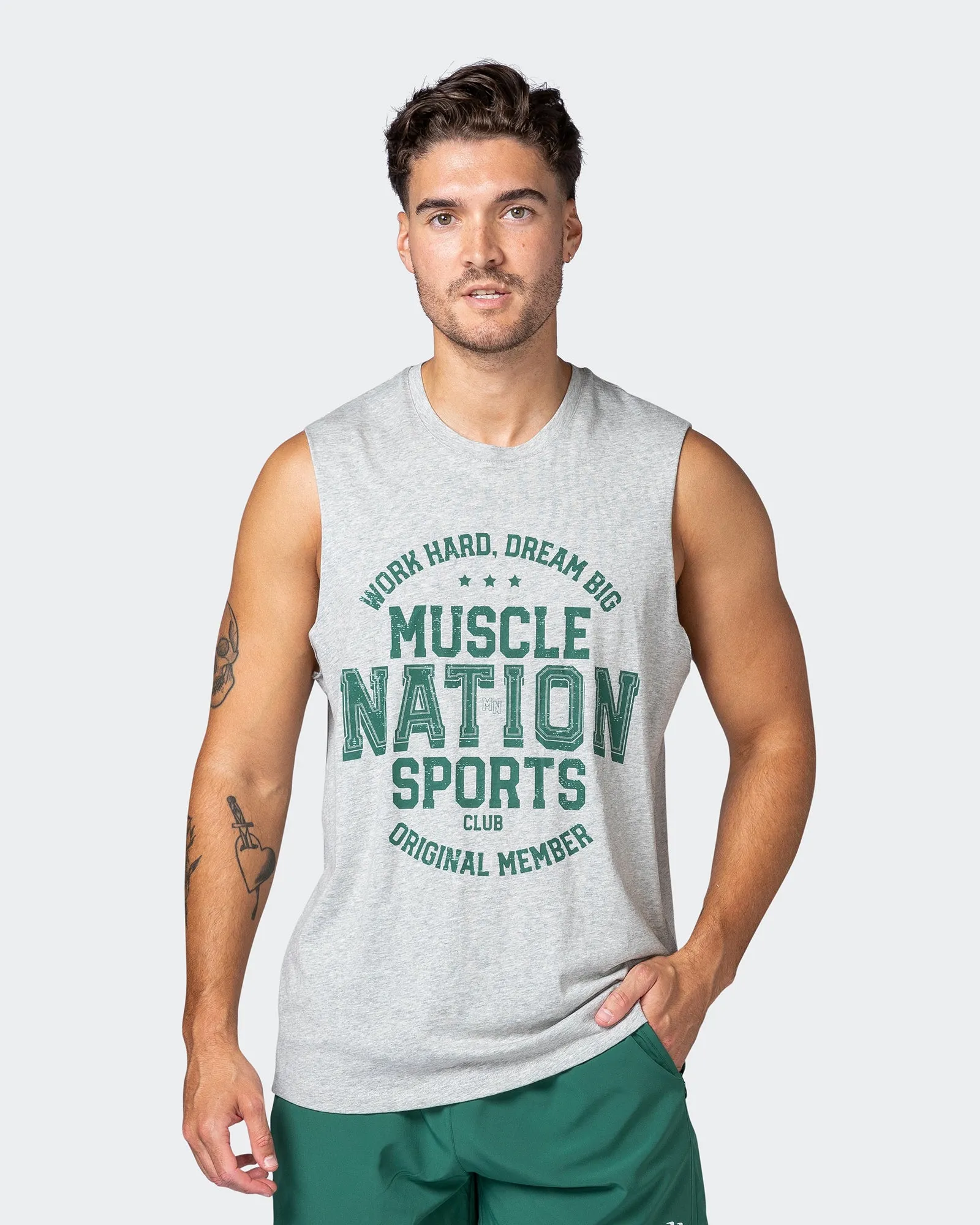 Team MN Tank - Light Grey Marl sold by Muscle Nation