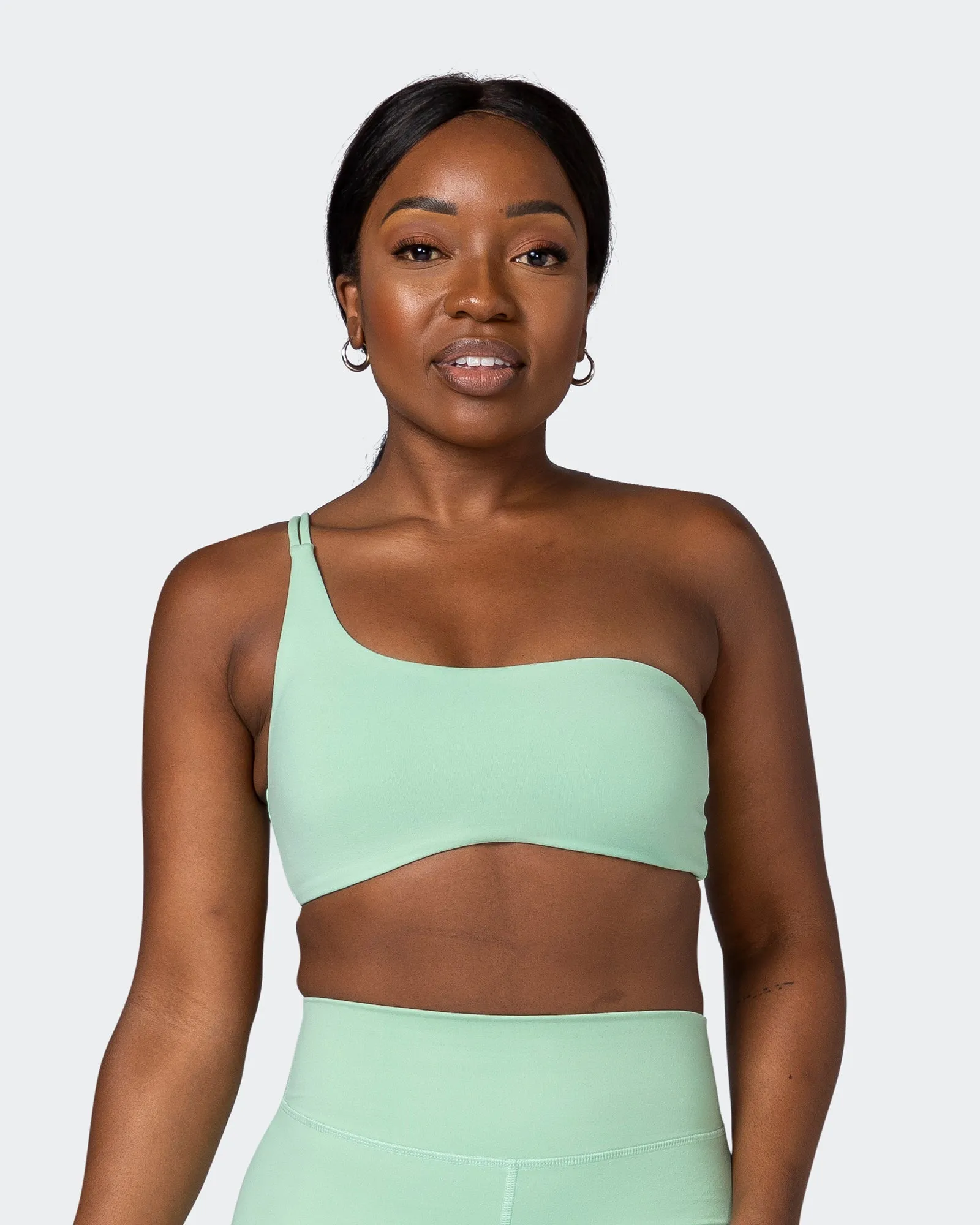 Movement One Shoulder Bralette - Pastel Green sold by Muscle Nation