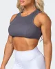 HBxMN Bliss Rib Cropped Tank - Charcoal sold by Muscle Nation