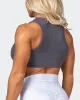 HBxMN Bliss Rib Cropped Tank - Charcoal sold by Muscle Nation