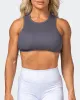 HBxMN Bliss Rib Cropped Tank - Charcoal sold by Muscle Nation