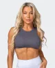 HBxMN Bliss Rib Cropped Tank - Charcoal sold by Muscle Nation