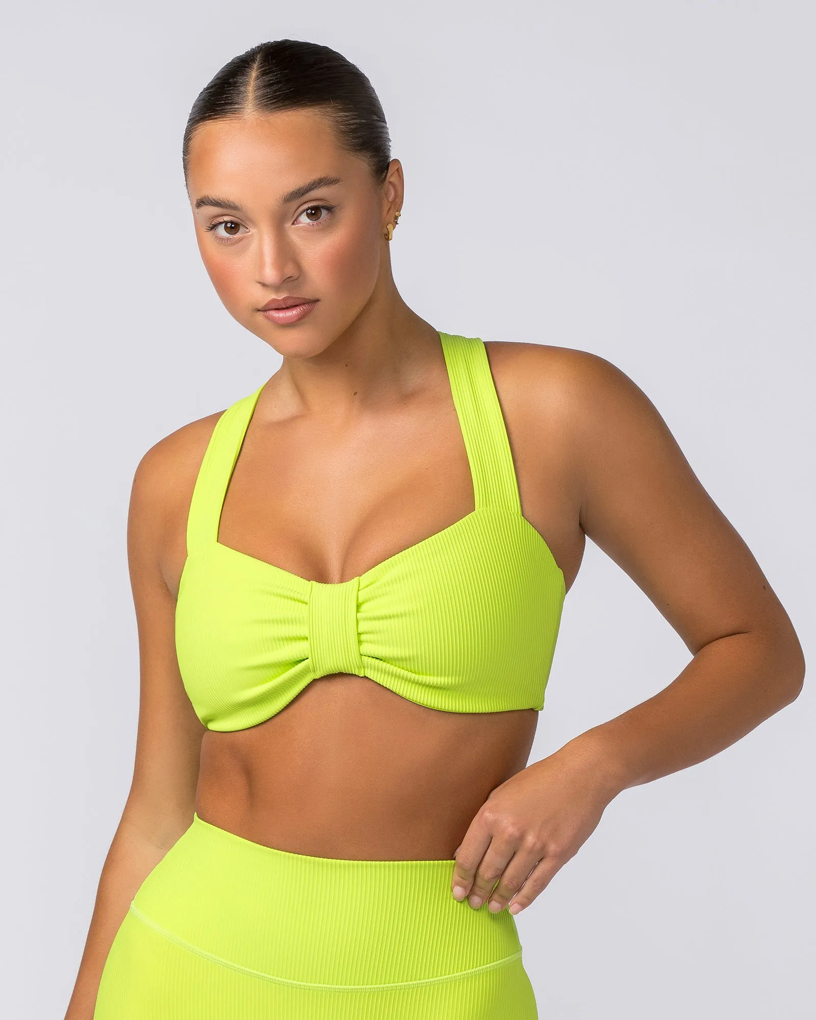 Lush Rib Bralette - Cyber Lime sold by Muscle Nation