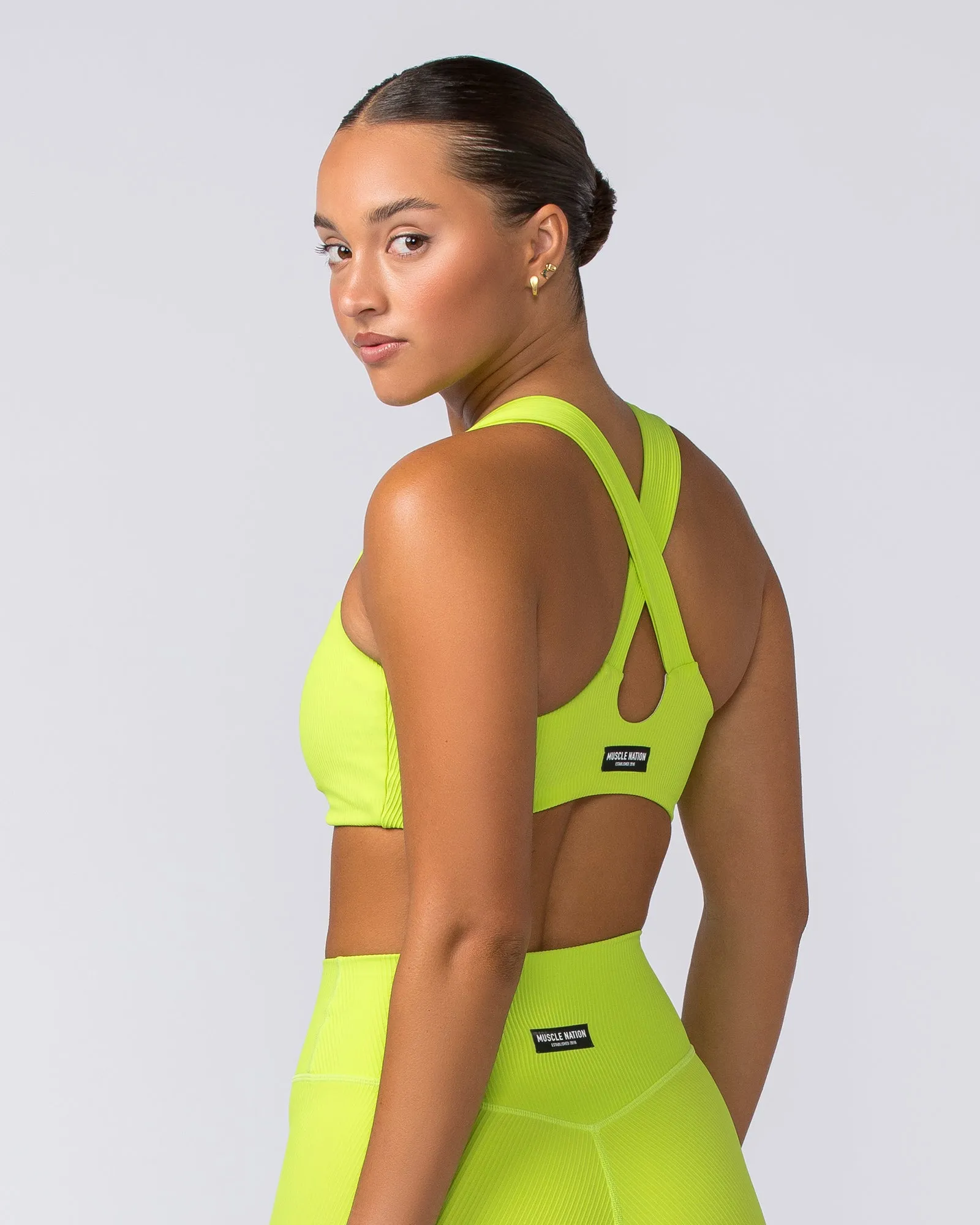 Lush Rib Bralette - Cyber Lime sold by Muscle Nation product image thumbnail 4