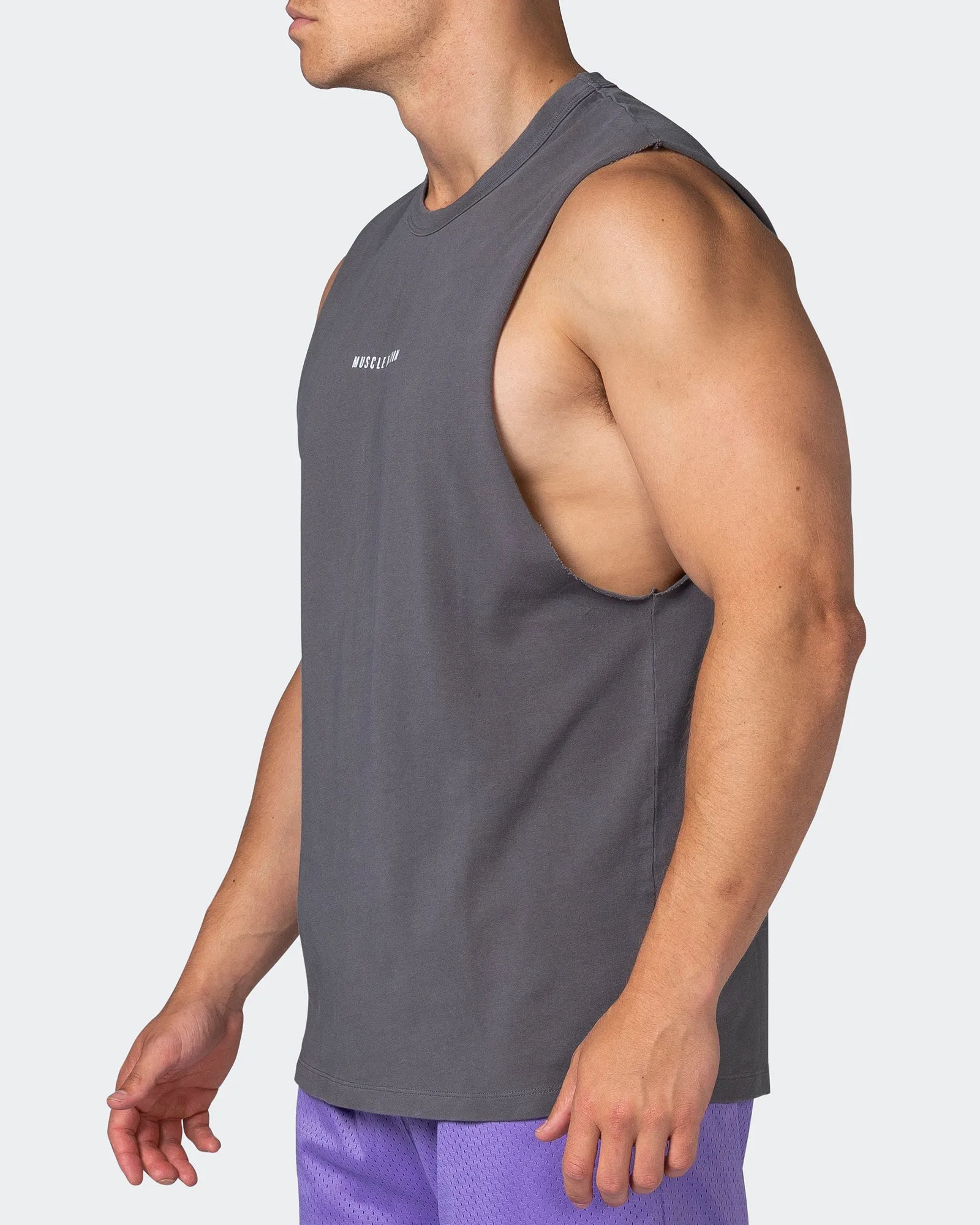 Ease Drop Arm Heavy Vintage Tank - Washed Alloy sold by Muscle Nation product image thumbnail 4