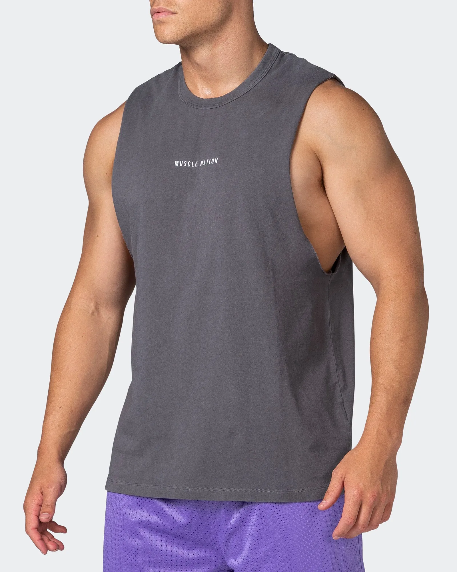 Ease Drop Arm Heavy Vintage Tank - Washed Alloy sold by Muscle Nation product image thumbnail 3
