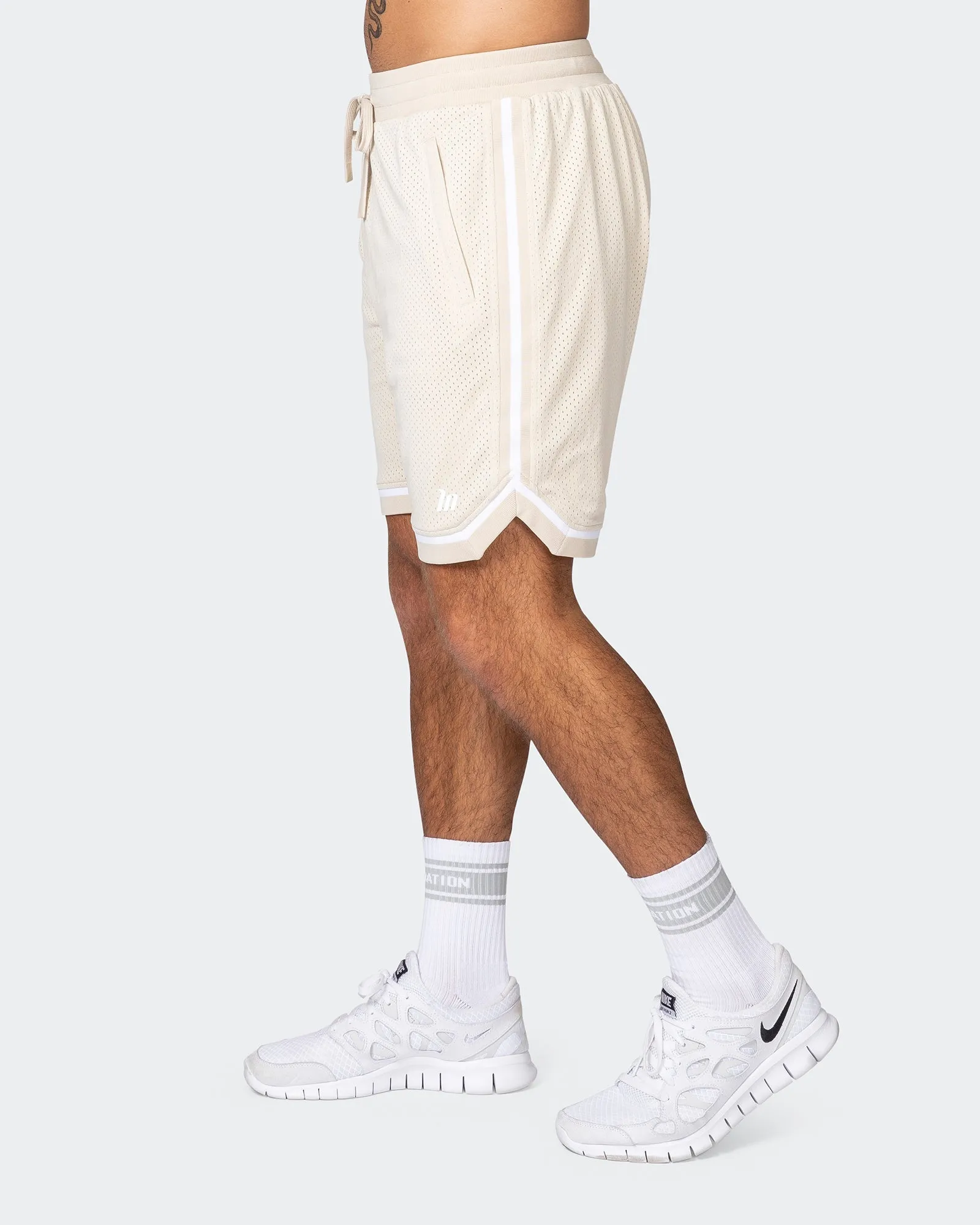 Mens 8" Basketball Shorts - Cream sold by Muscle Nation product image thumbnail 4