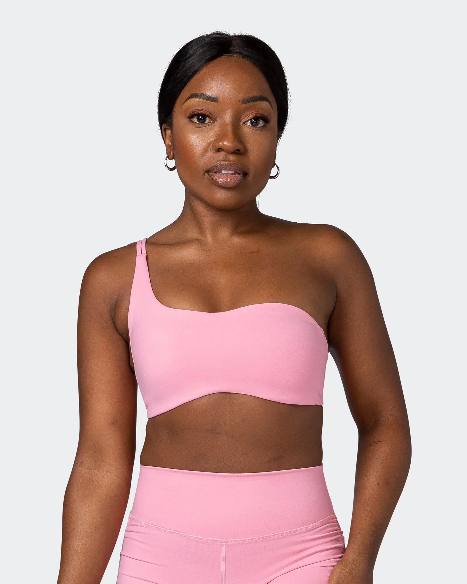 Movement One Shoulder Bralette - Strawberry Pink sold by Muscle Nation