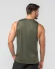 Burly Training Tank - Dark Khaki (White logo) sold by Muscle Nation