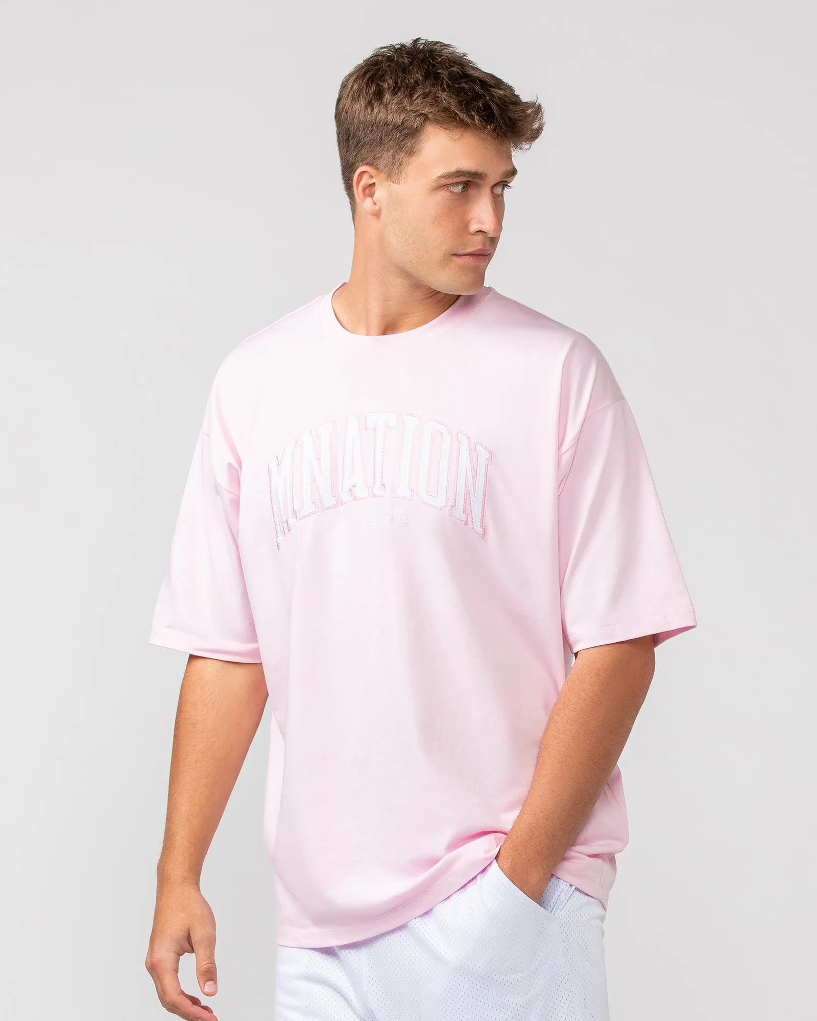 Varsity Oversized Tee - Pale Pink sold by Muscle Nation product image thumbnail 2