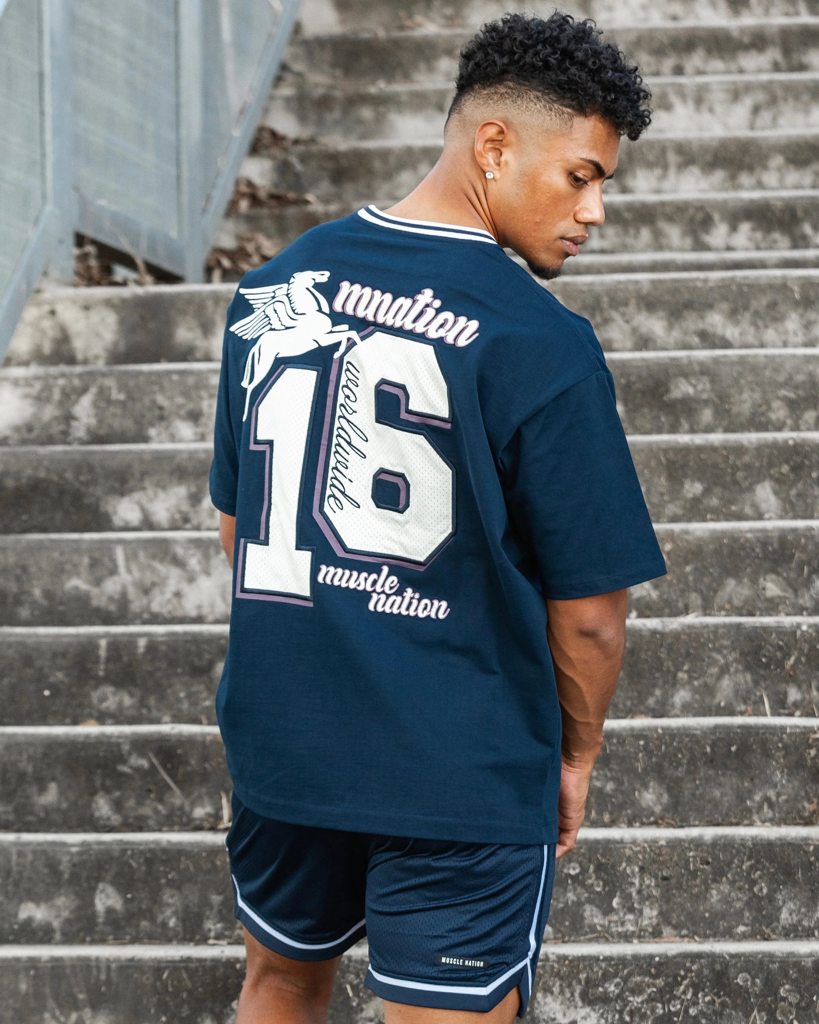 Retro Oversized Tee - Navy sold by Muscle Nation