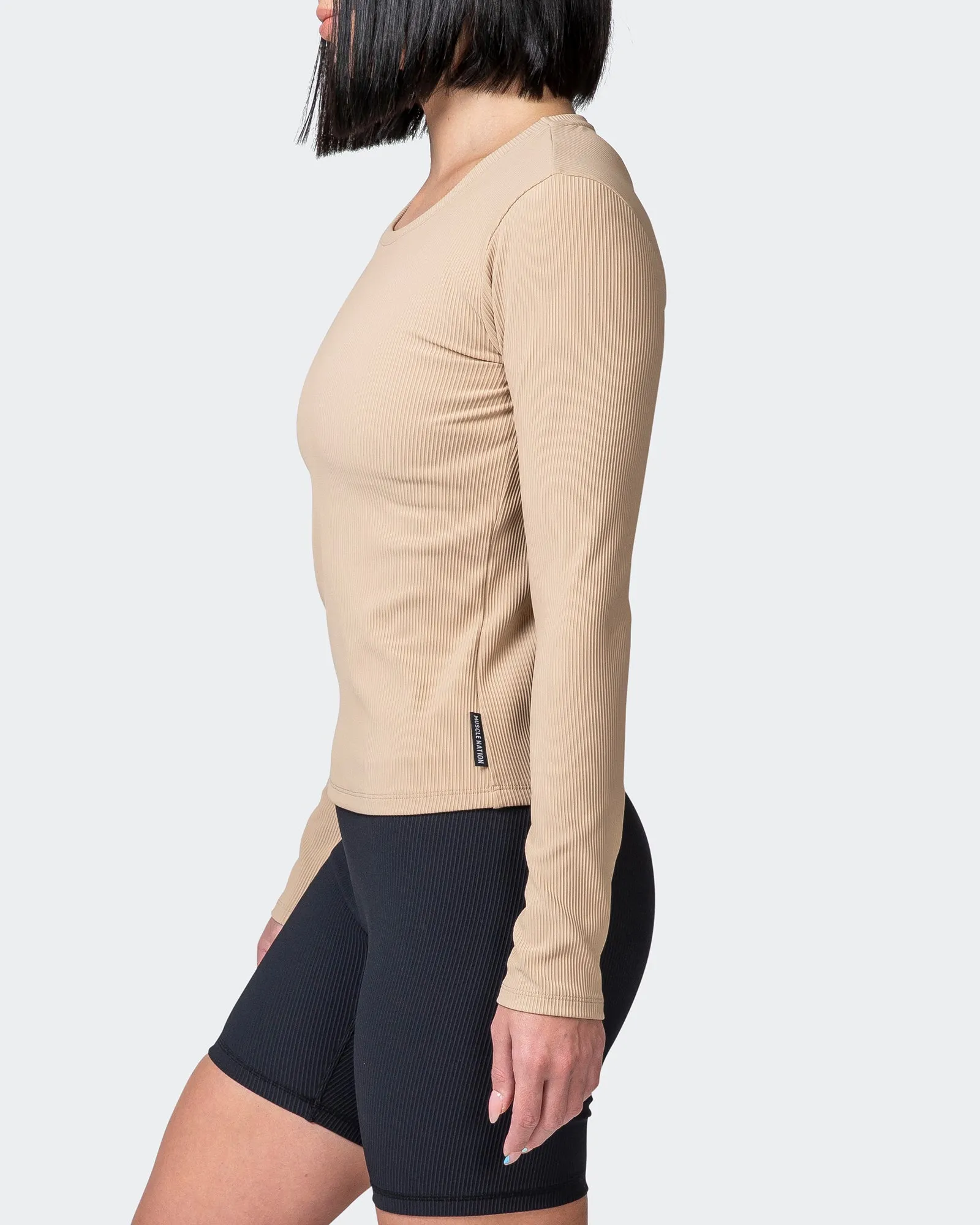 Classic Ribbed Long Sleeve Top - Brown Sugar sold by Muscle Nation product image thumbnail 4