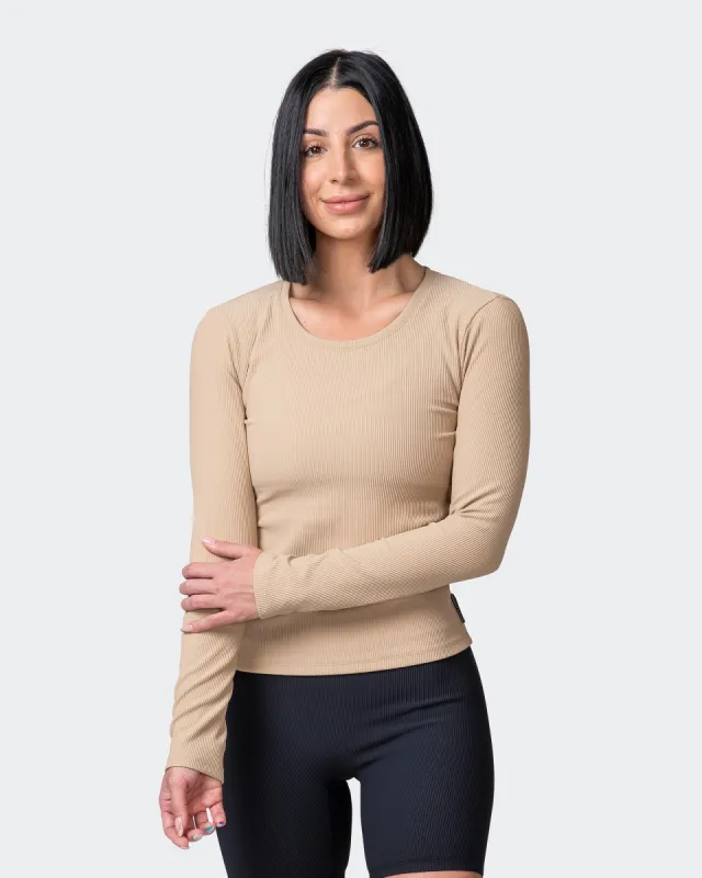 Classic Ribbed Long Sleeve Top - Brown Sugar sold by Muscle Nation