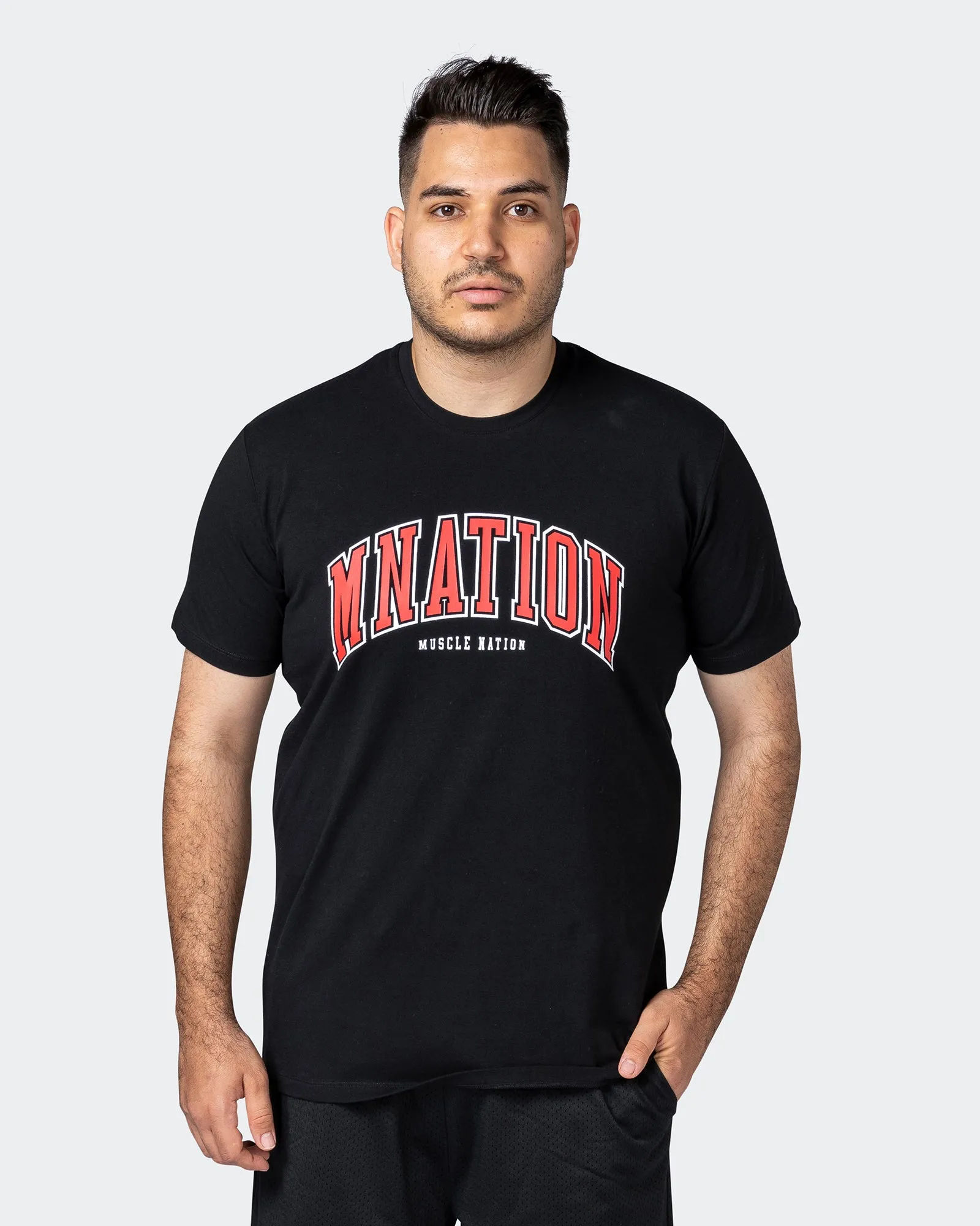 MNation Varsity Tee - Black sold by Muscle Nation