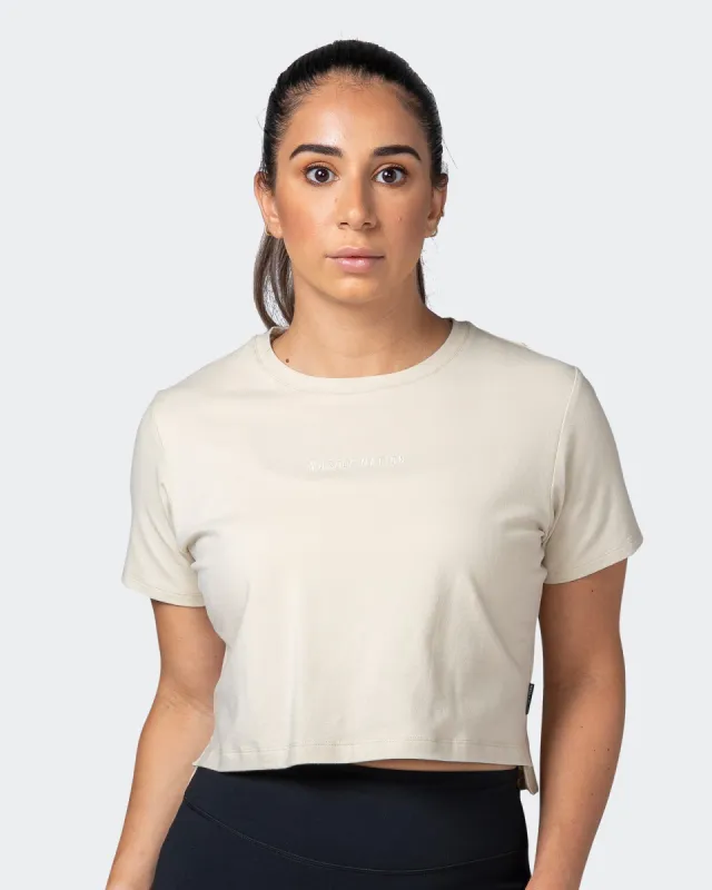Kickstart Cropped Tee - Cream sold by Muscle Nation