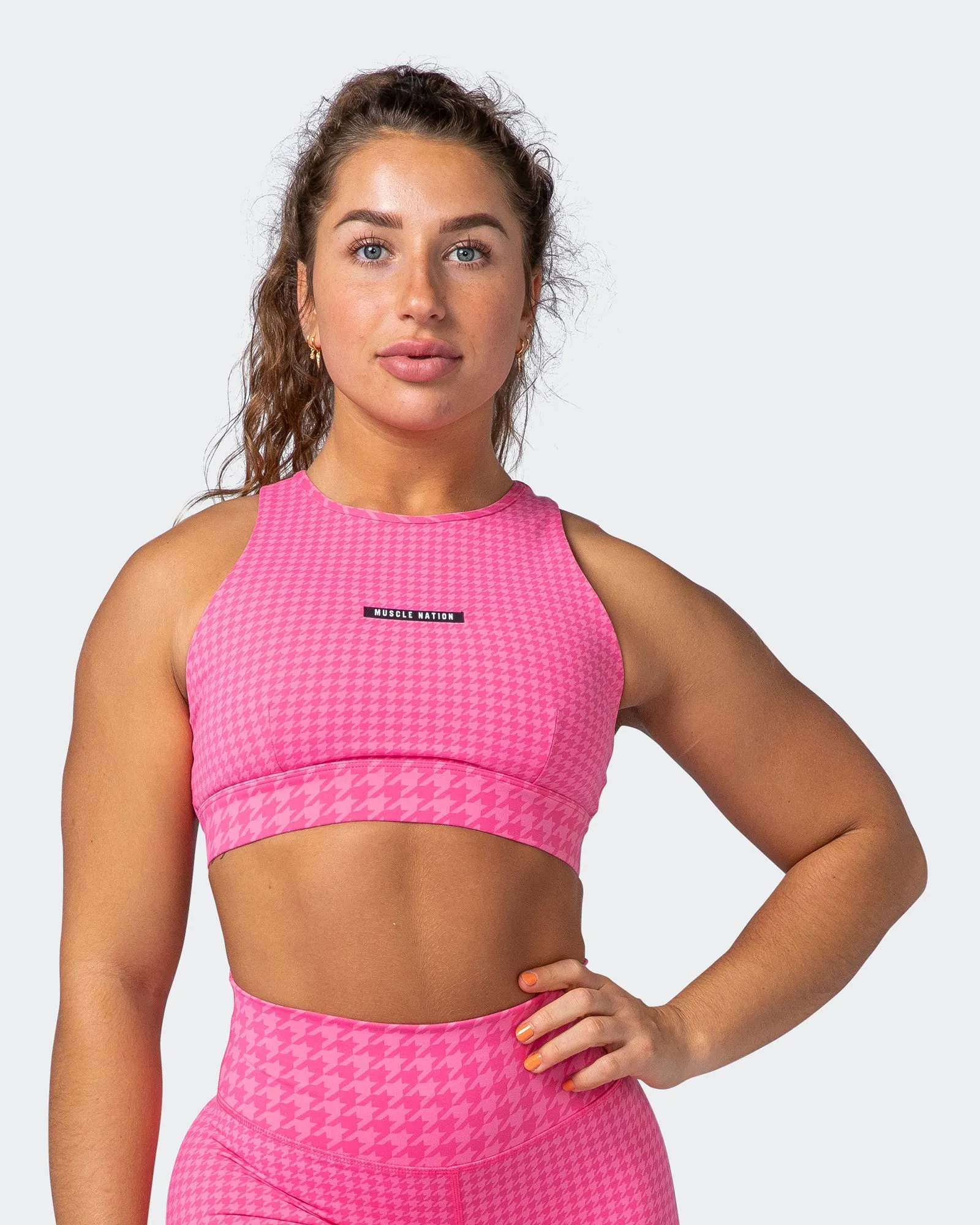 Step Up Bra - Flamingo Houndstooth Print sold by Muscle Nation