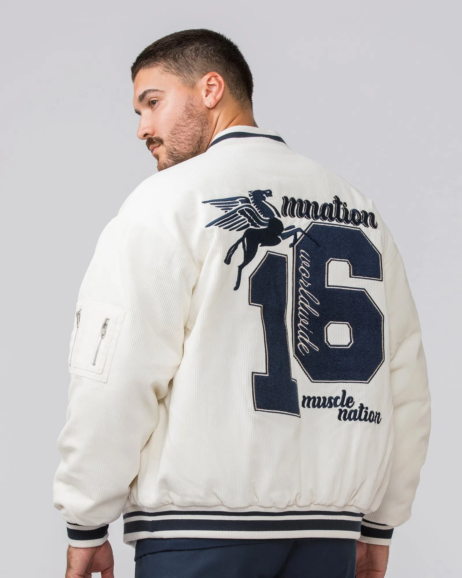 Retro Cord Bomber Jacket - Travertine sold by Muscle Nation product image thumbnail 5