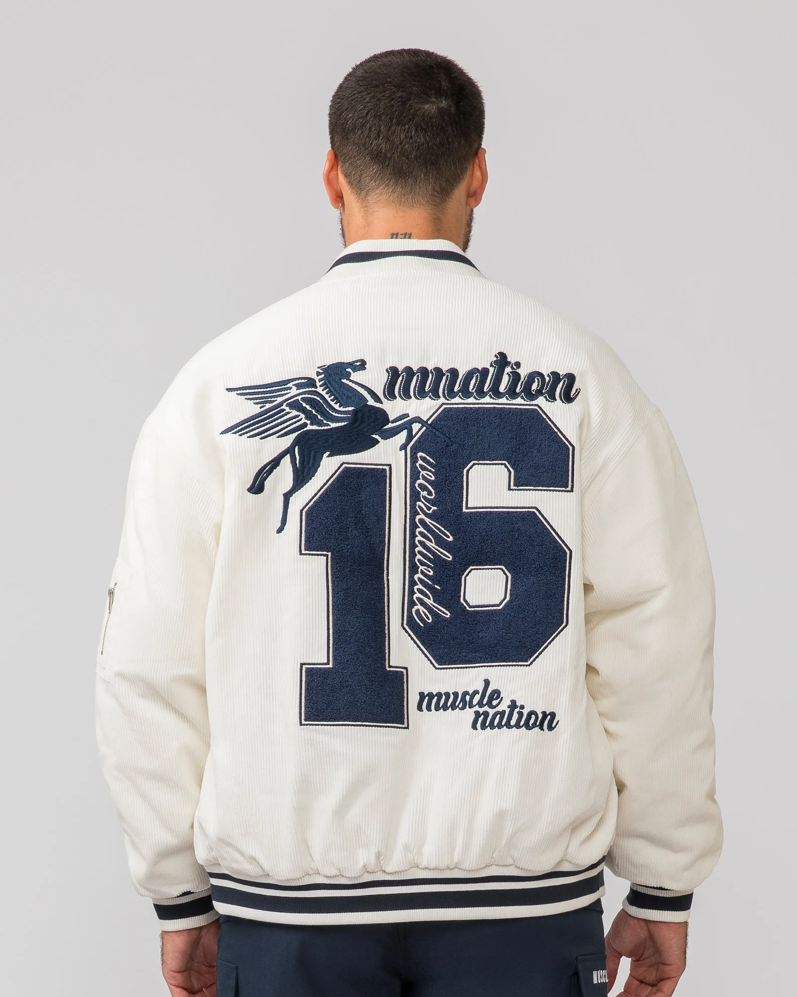Retro Cord Bomber Jacket - Travertine sold by Muscle Nation product image thumbnail 4