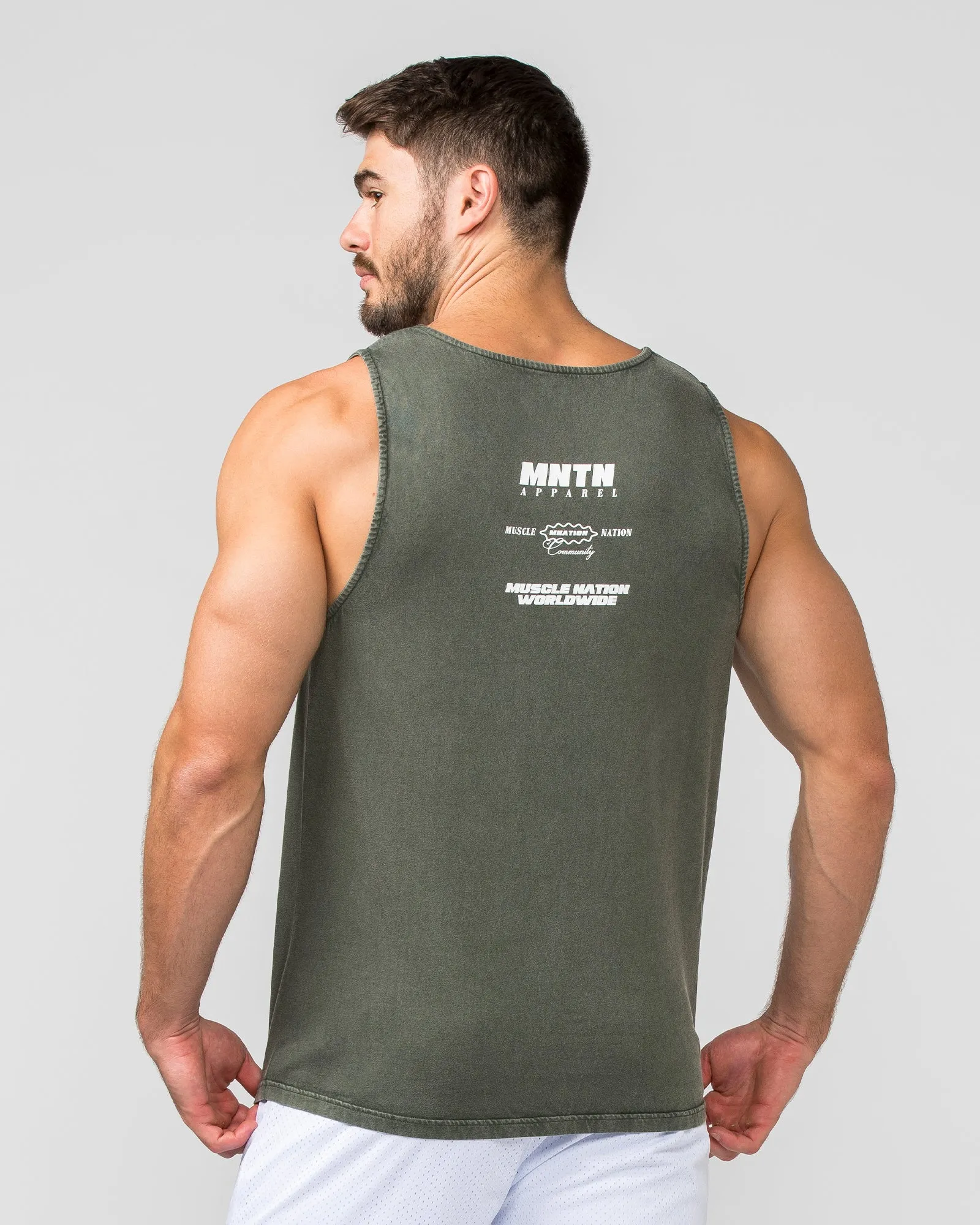 H-Back Represent Tank - Washed Dark Khaki sold by Muscle Nation product image thumbnail 4