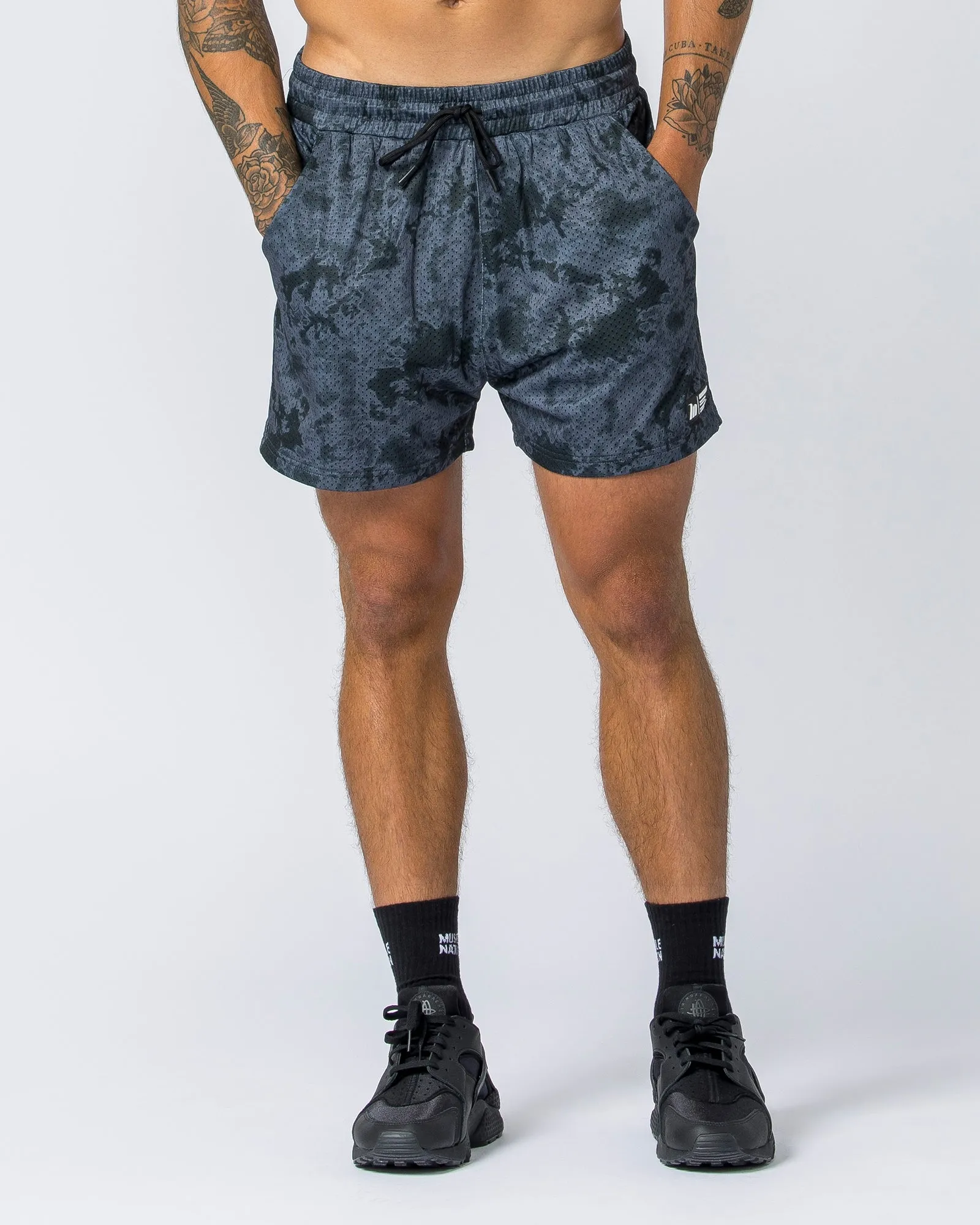 Lay Up 3.5" Shorts - Grey Sky High Print sold by Muscle Nation