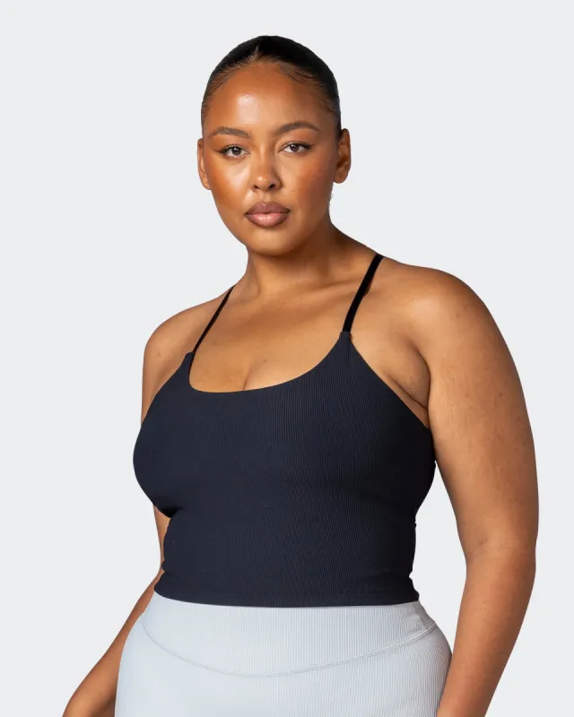 Summertime Rib Cropped Tank - Black sold by Muscle Nation