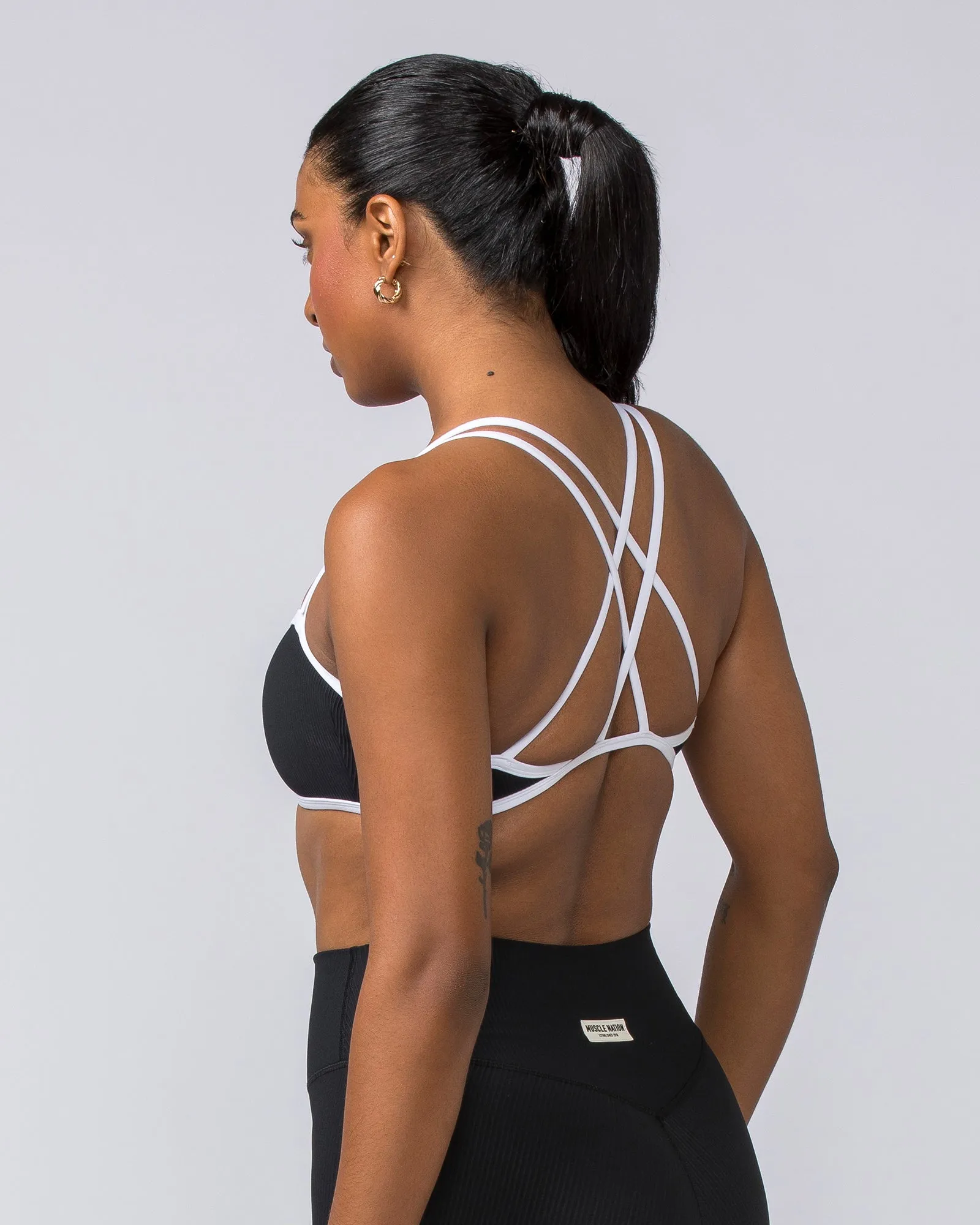Curves Rib Bralette - Black / White sold by Muscle Nation product image thumbnail 4