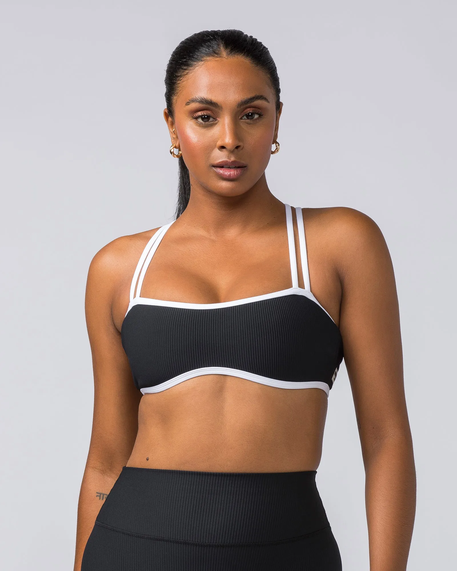 Curves Rib Bralette - Black / White sold by Muscle Nation