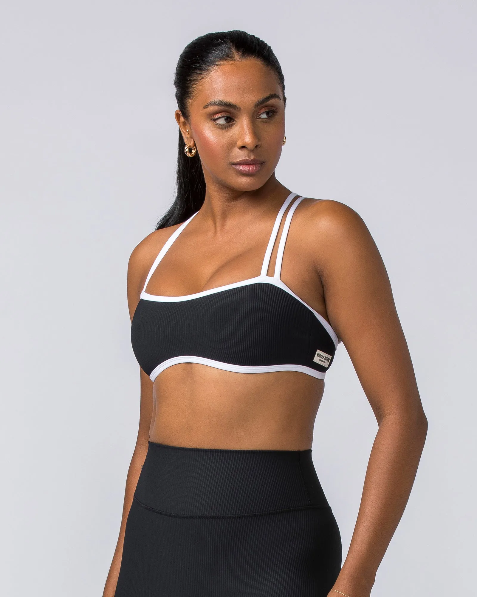 Curves Rib Bralette - Black / White sold by Muscle Nation product image thumbnail 3