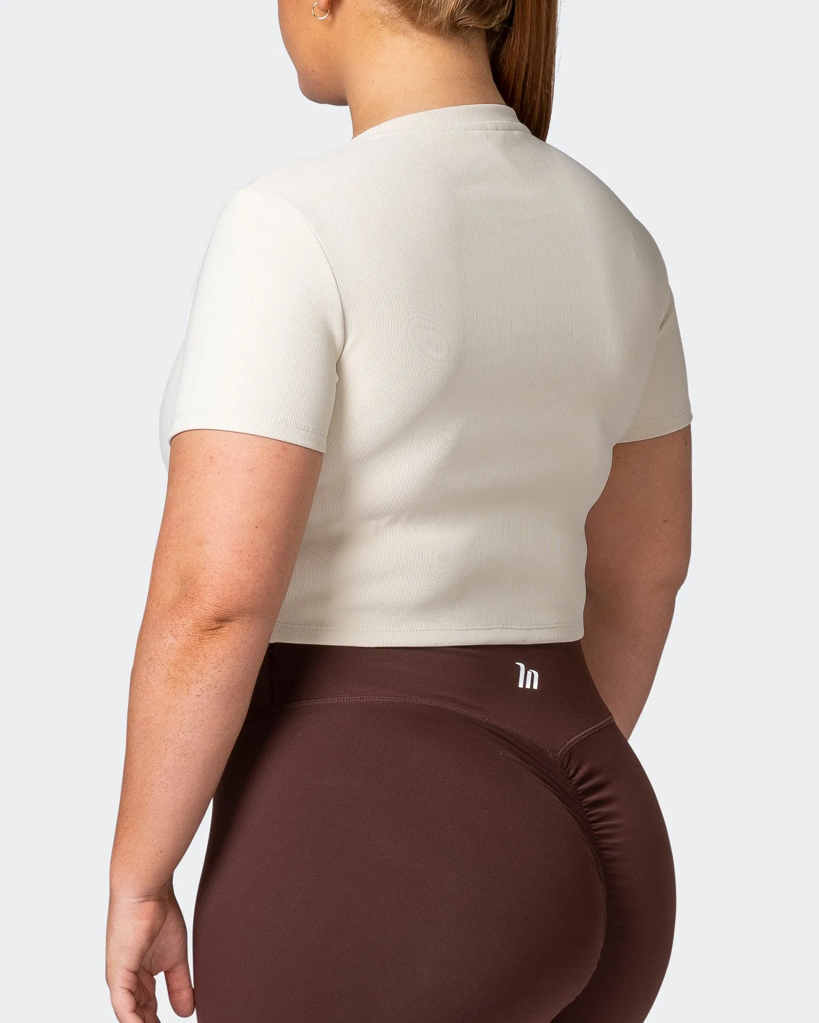 Off Duty Rib Cropped Tee - Cream sold by Muscle Nation product image thumbnail 5