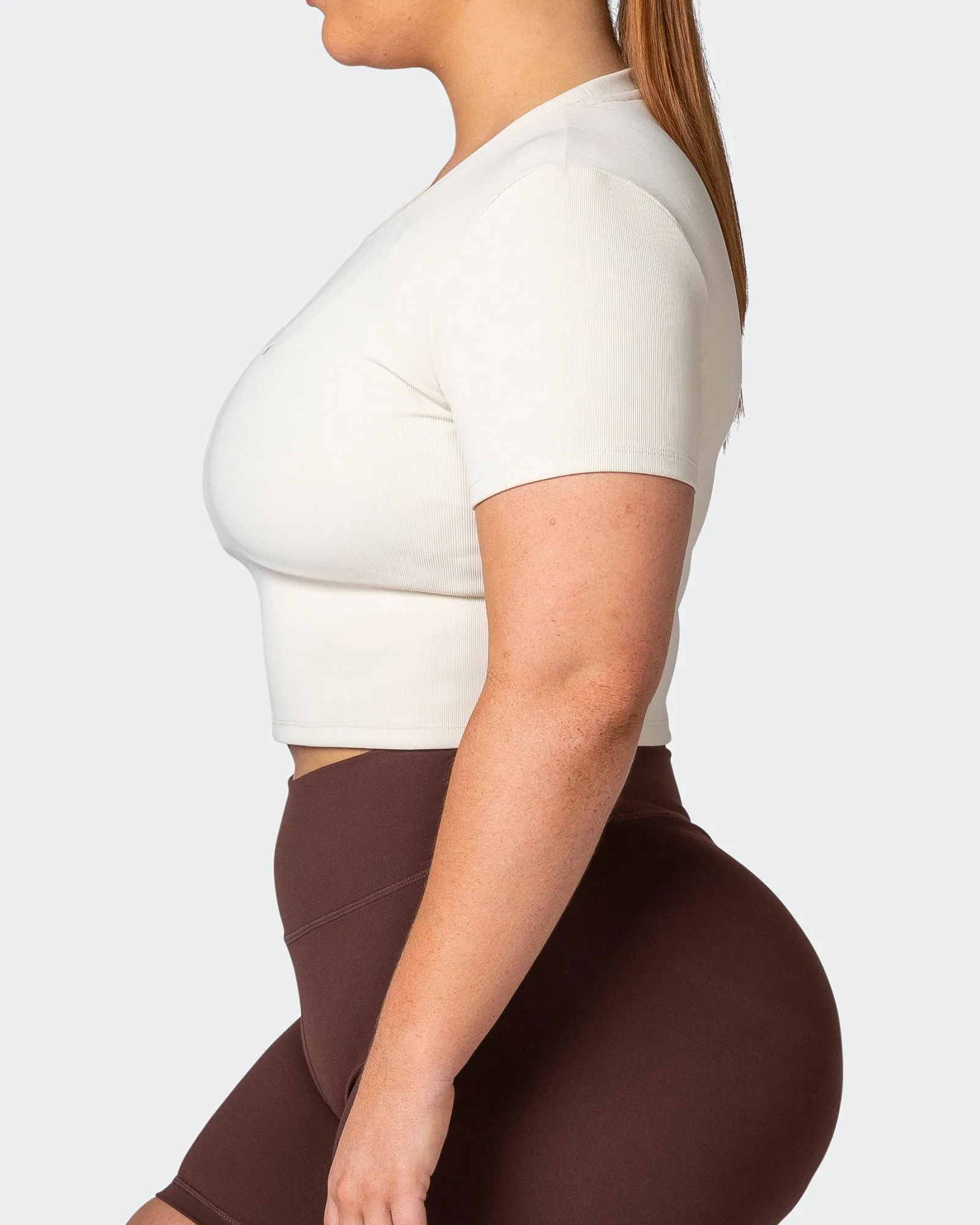 Off Duty Rib Cropped Tee - Cream sold by Muscle Nation product image thumbnail 4