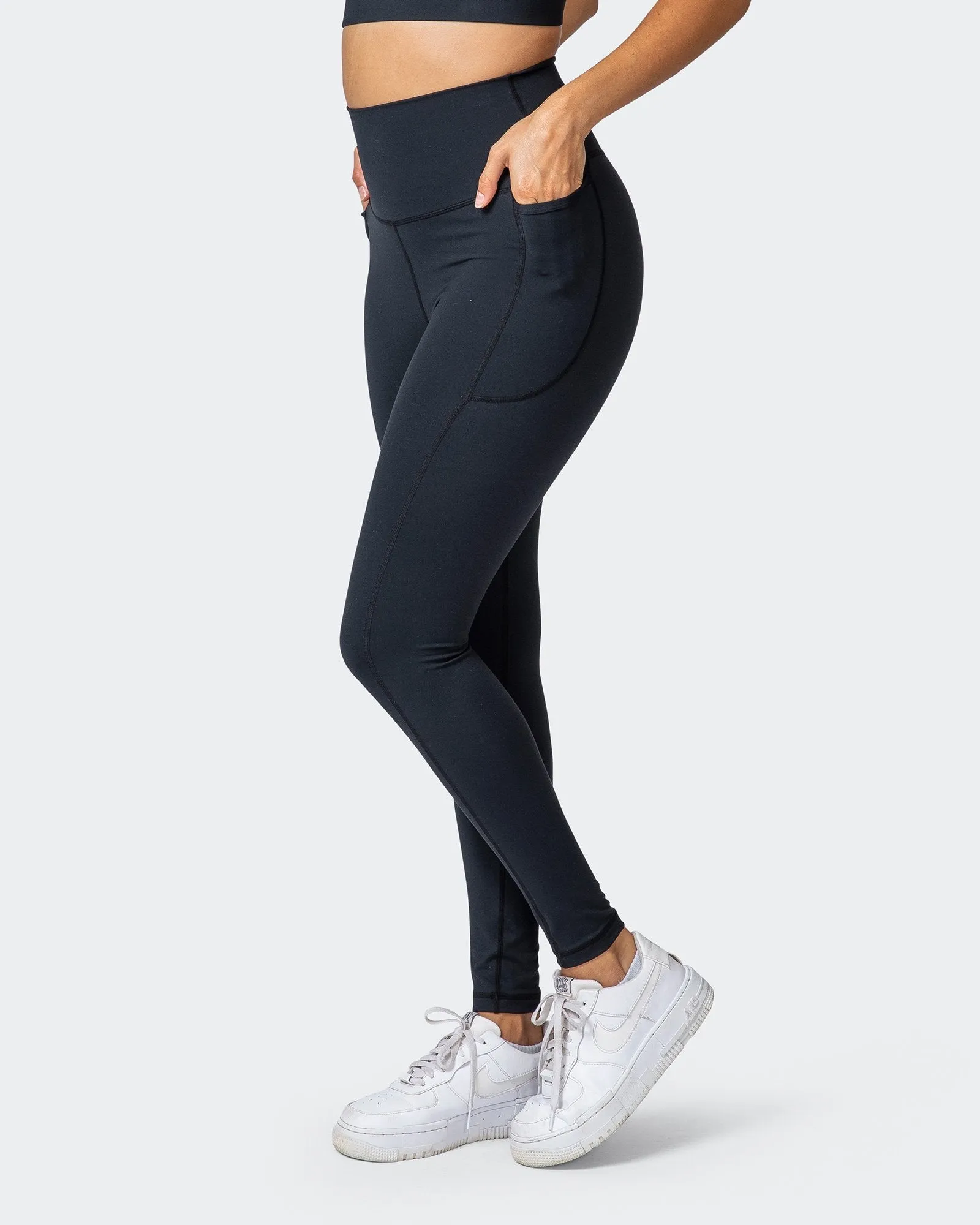 Signature Super High Pocket Full Length Leggings - Black sold by Muscle Nation