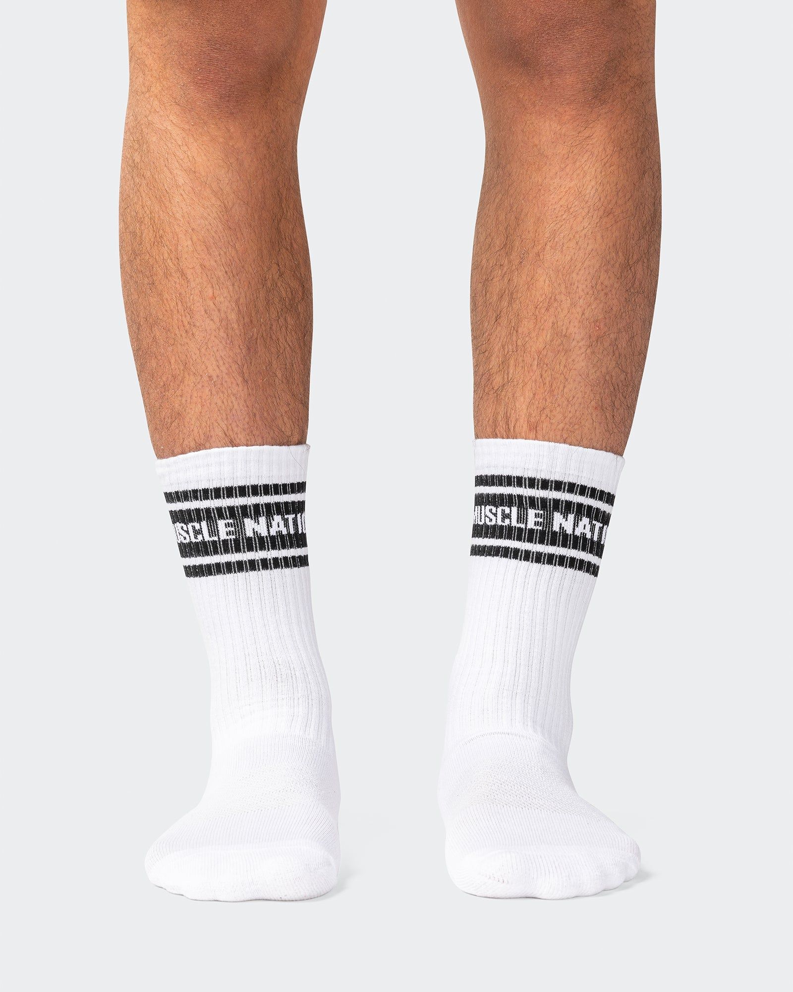 Mens MN Crew Socks - White / Black (2 Pack) sold by Muscle Nation product image thumbnail 3