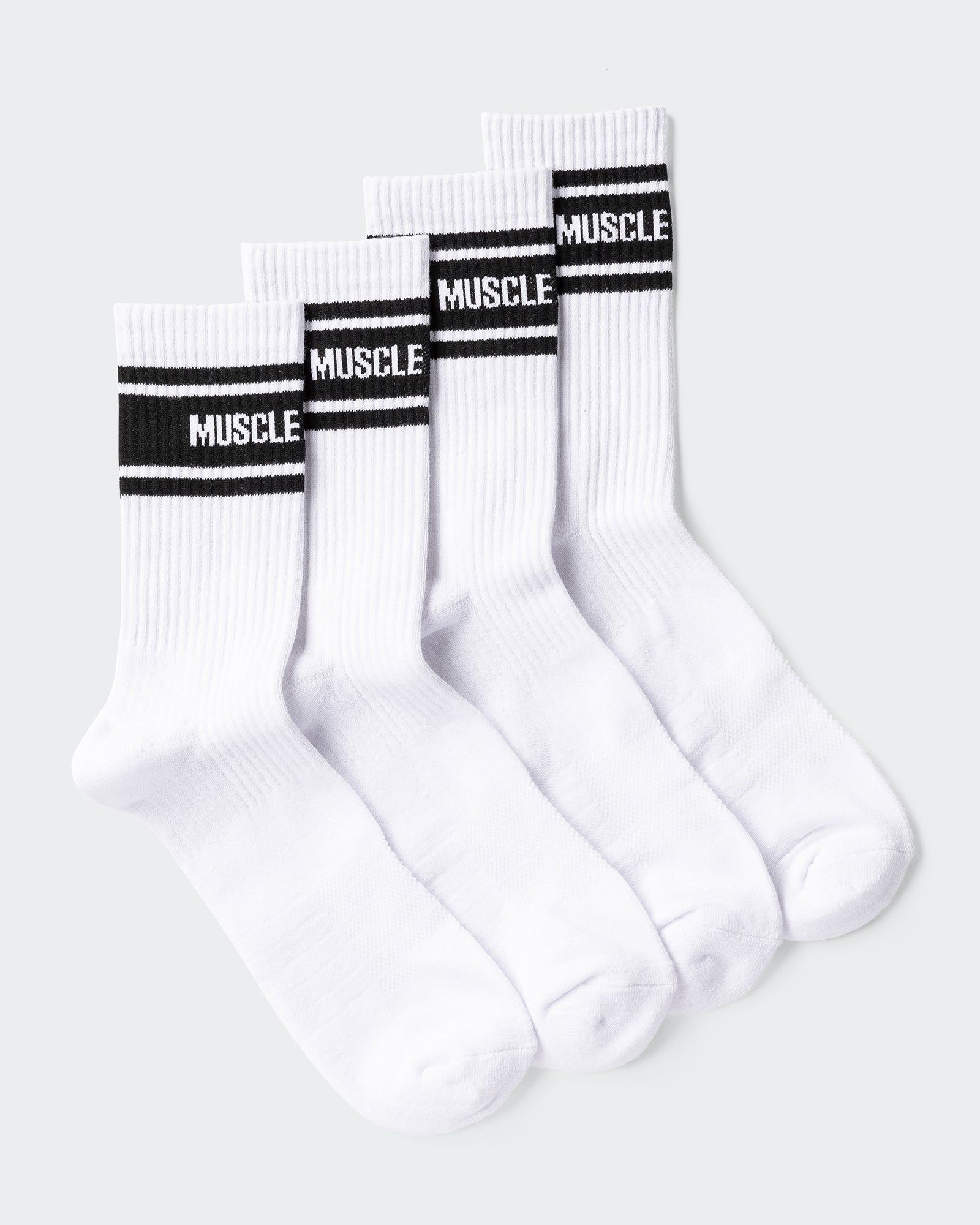 Mens MN Crew Socks - White / Black (2 Pack) sold by Muscle Nation