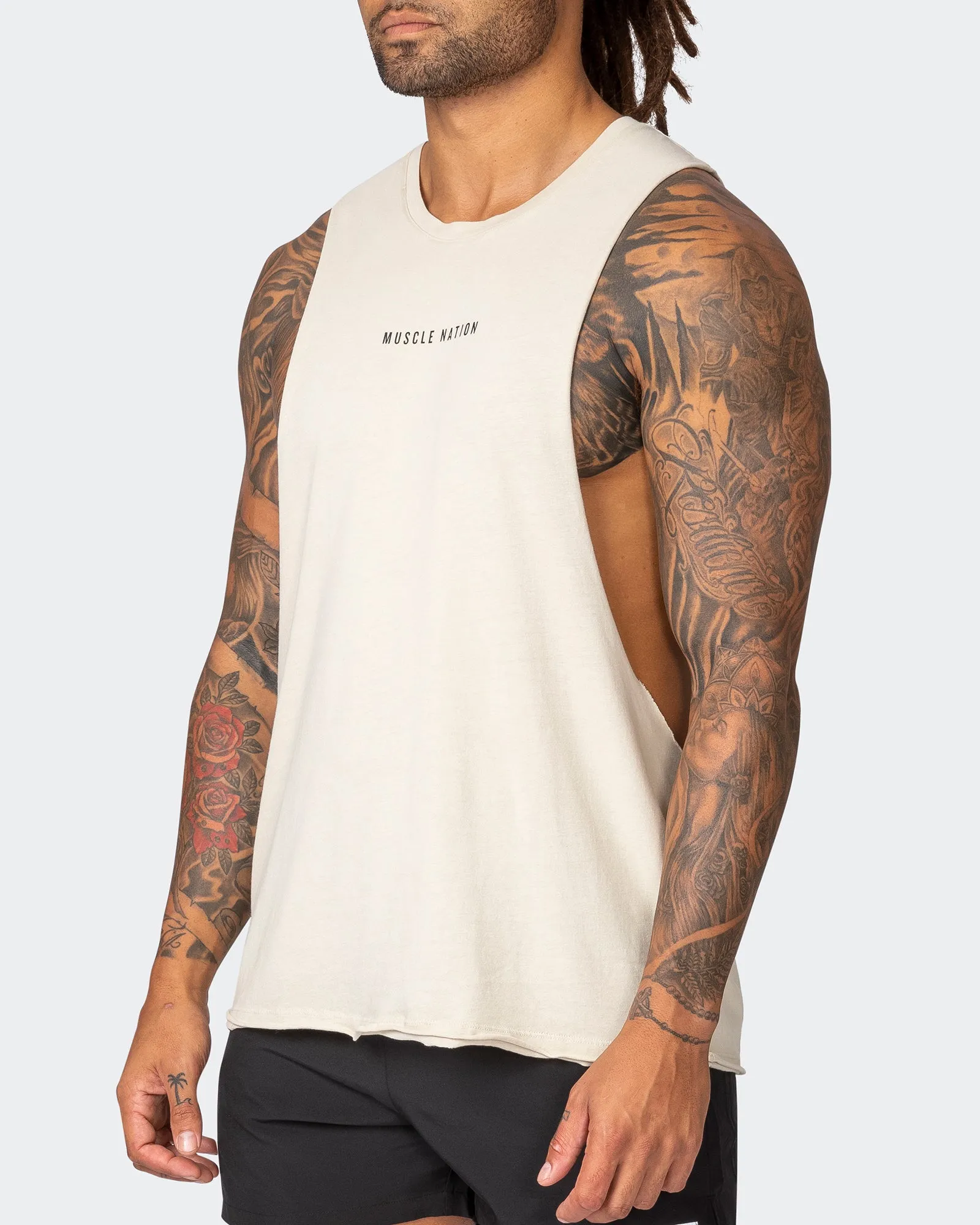 Ultra Drop Arm Vintage Tank - Washed Cream sold by Muscle Nation product image thumbnail 3