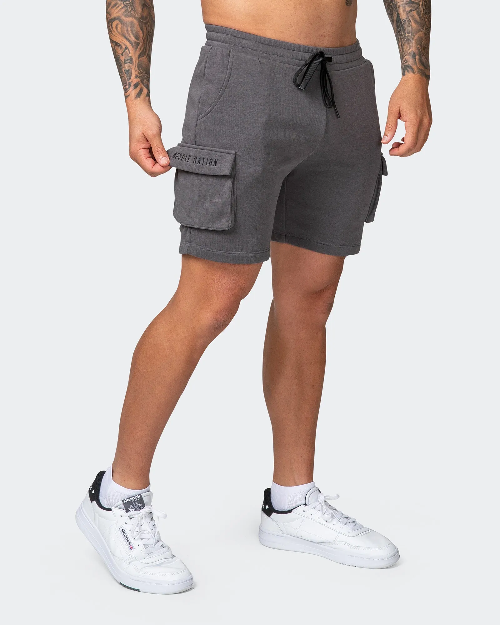Cargo Vintage Shorts - Washed Charcoal sold by Muscle Nation