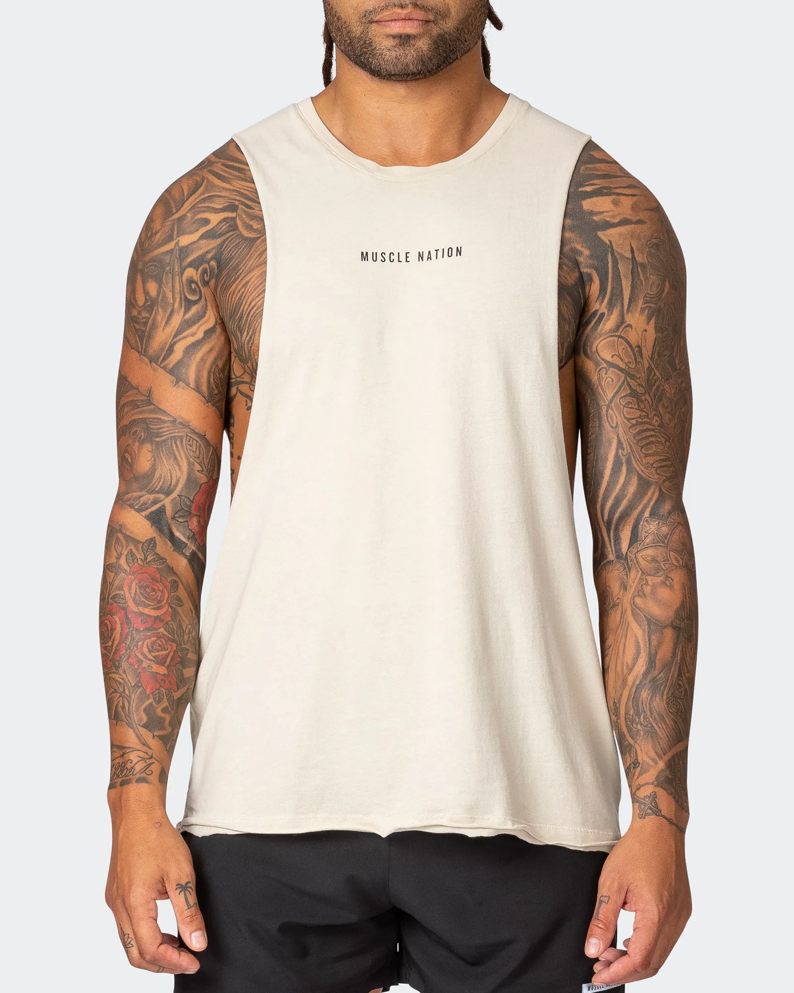 Ultra Drop Arm Vintage Tank - Washed Cream sold by Muscle Nation product image thumbnail 2