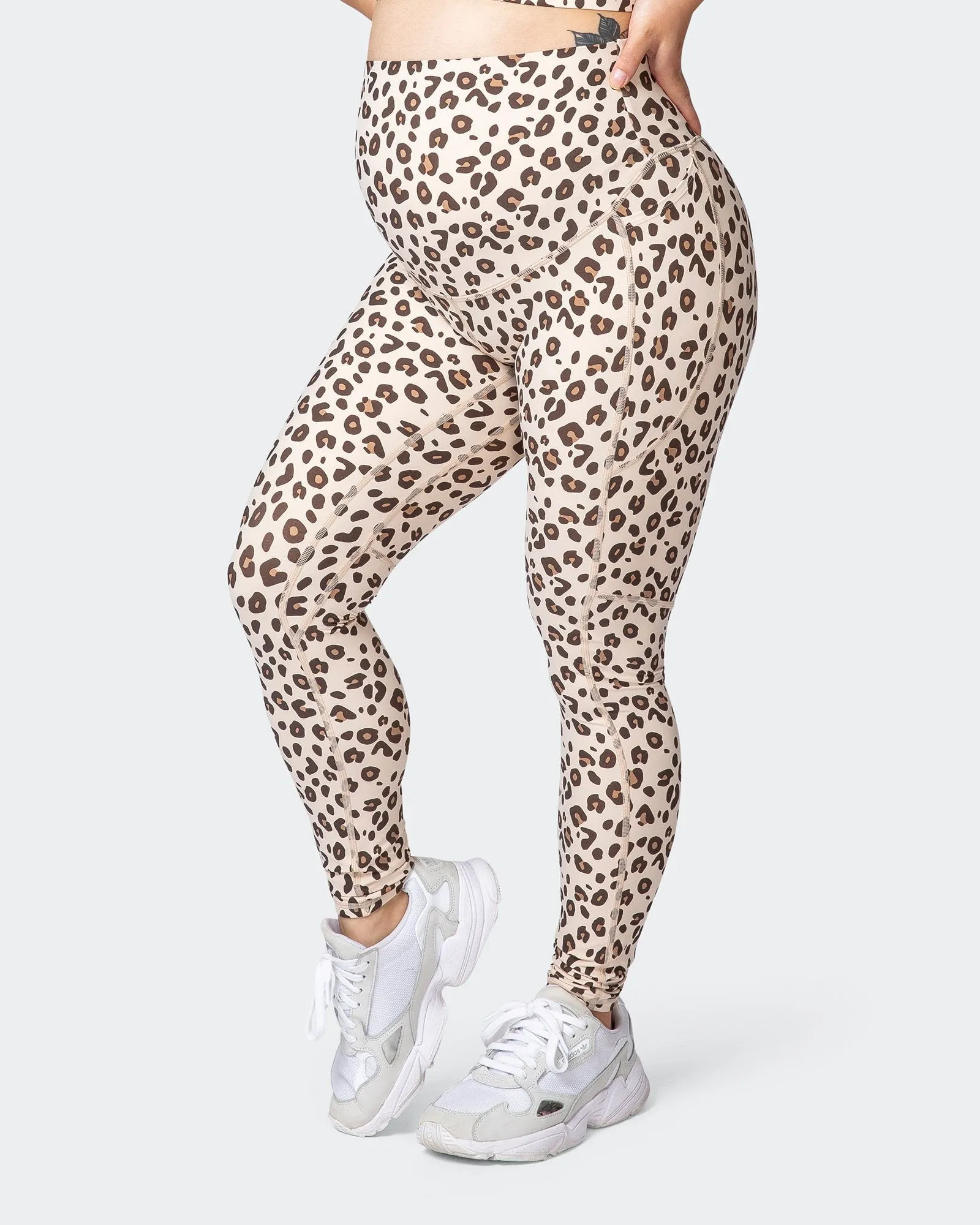 Maternity Superior Squat Pocket Leggings - Cheetah Print sold by Muscle Nation