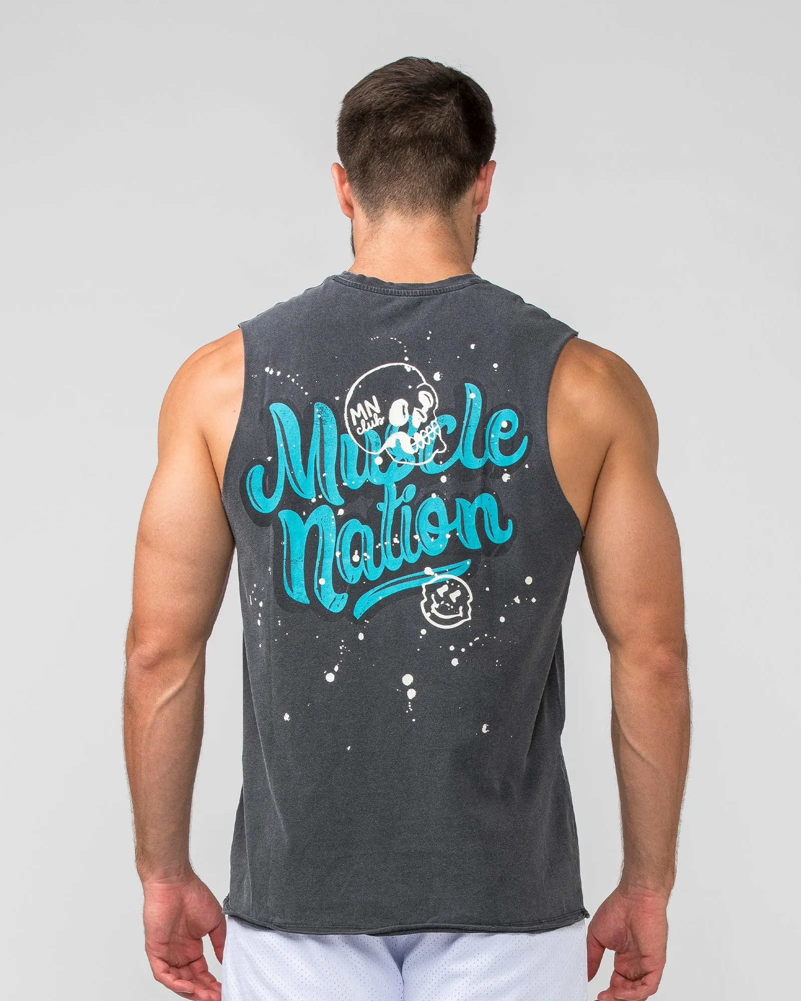 Graffiti Tag Vintage Tank - Washed Black / Capri Blue sold by Muscle Nation product image thumbnail 4