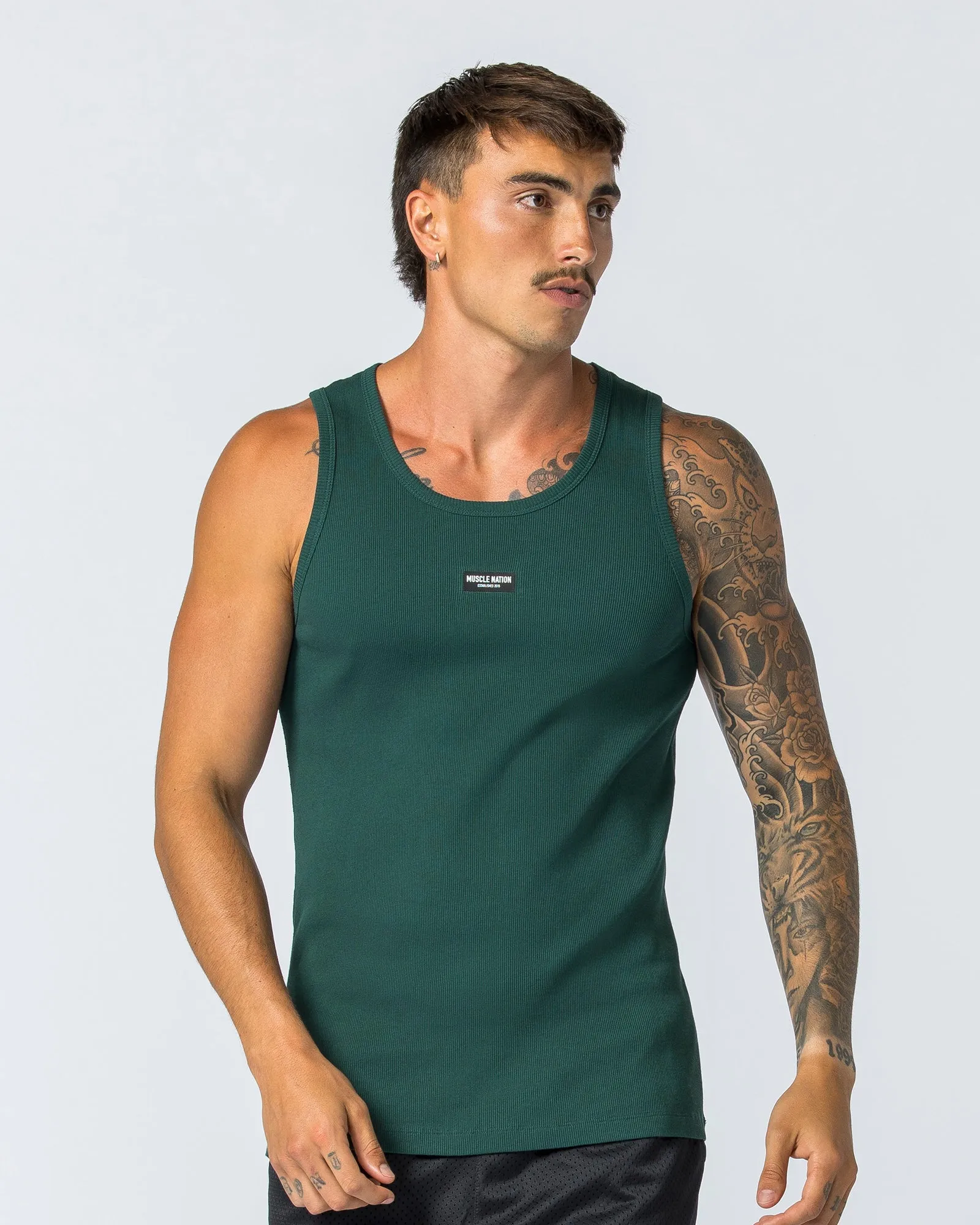 Rib Fitted Training Tank - Sporting Green sold by Muscle Nation product image thumbnail 2